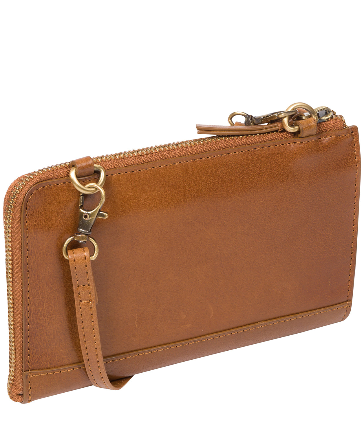 'Senga' Dark Tan Leather Cross Body Clutch Bag