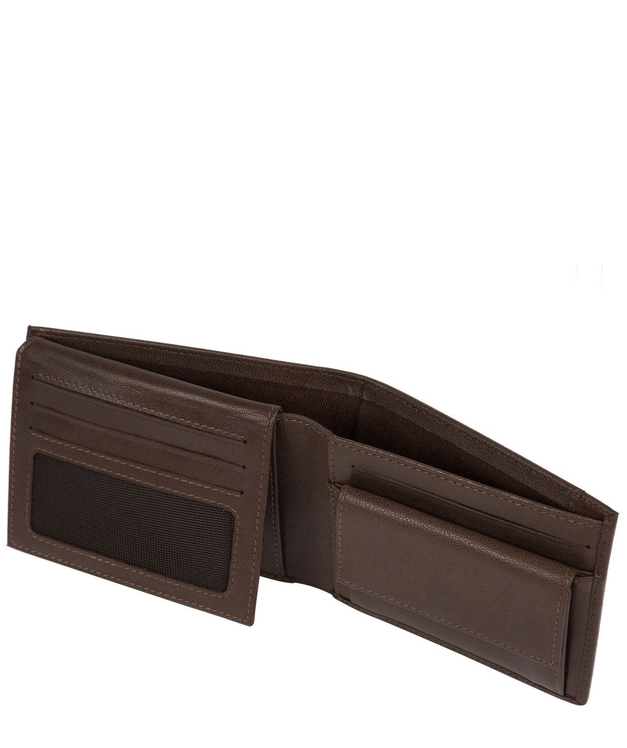 'Grid' Dark Brown Leather Bi-Fold Wallet Pure Luxuries London