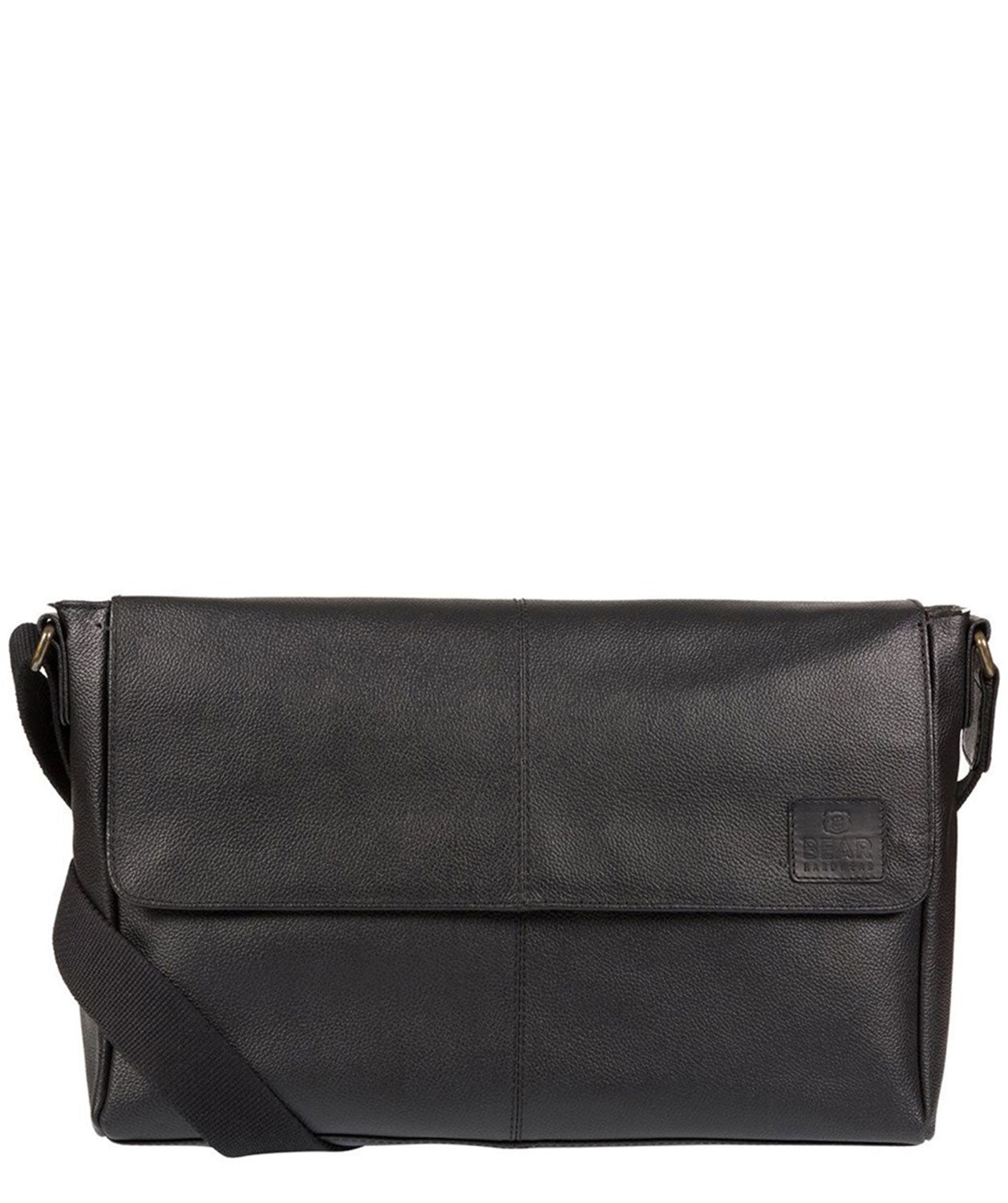 'Forrester' Black Leather Messenger Bag