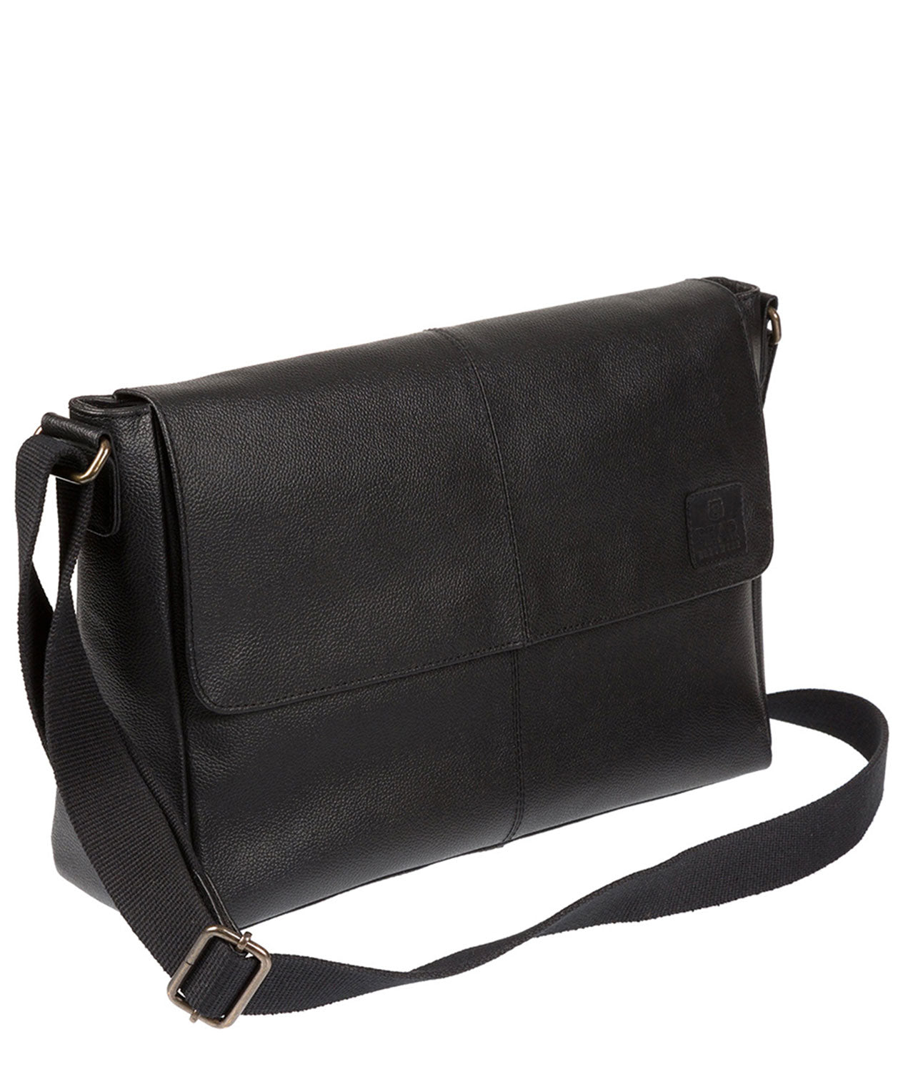 'Forrester' Black Leather Messenger Bag