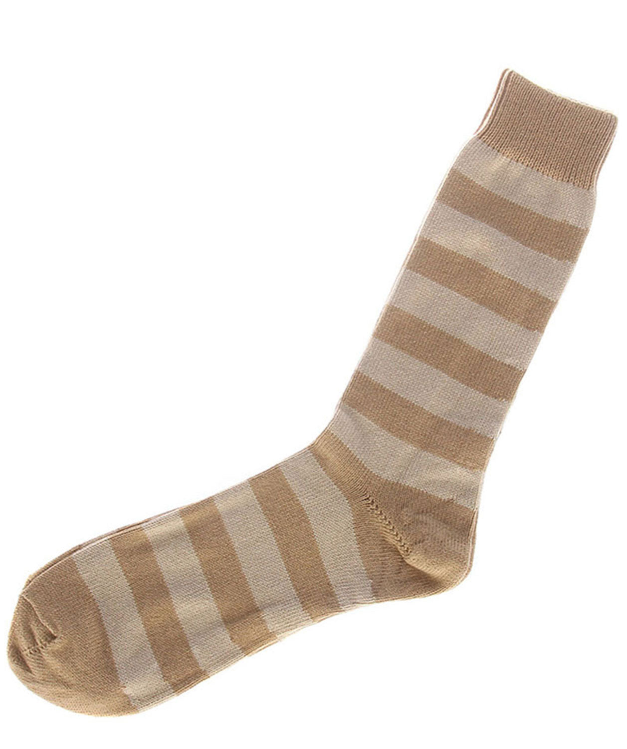 Camel and Oatmeal Striped Cotton Socks