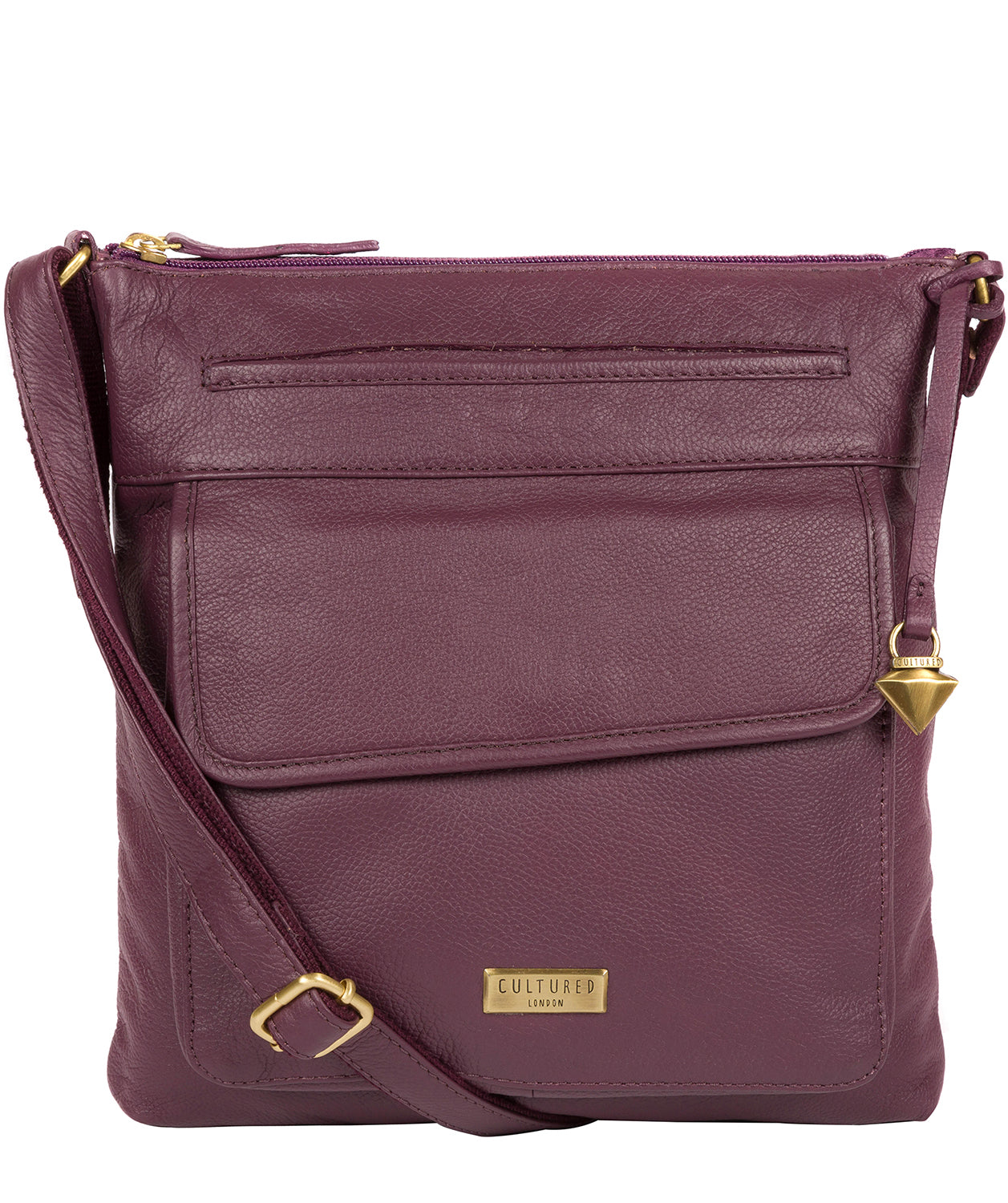 'Elva' Fig Leather Cross Body Bag