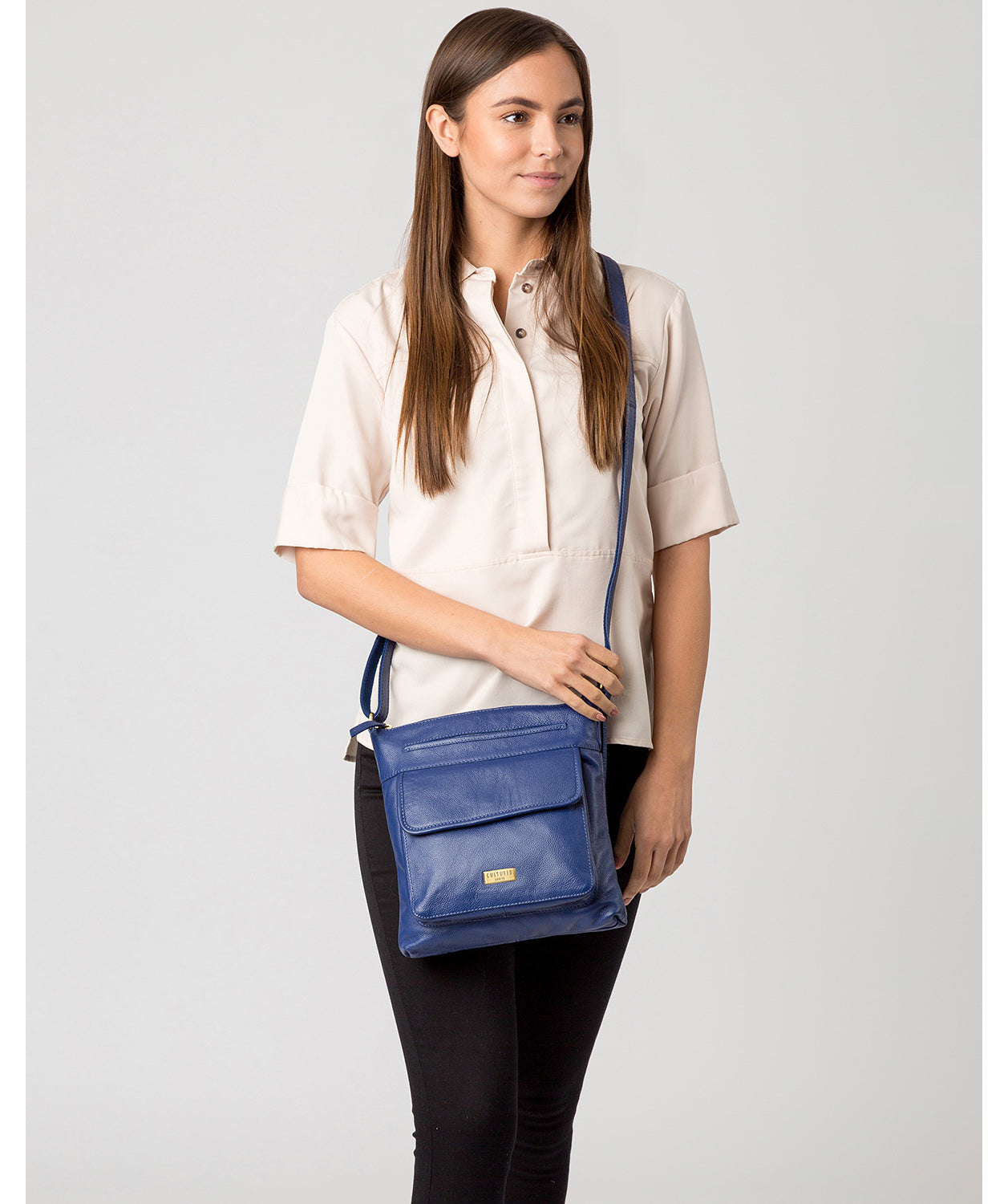 'Elva' Mazarine Blue Leather Cross Body Bag image 2