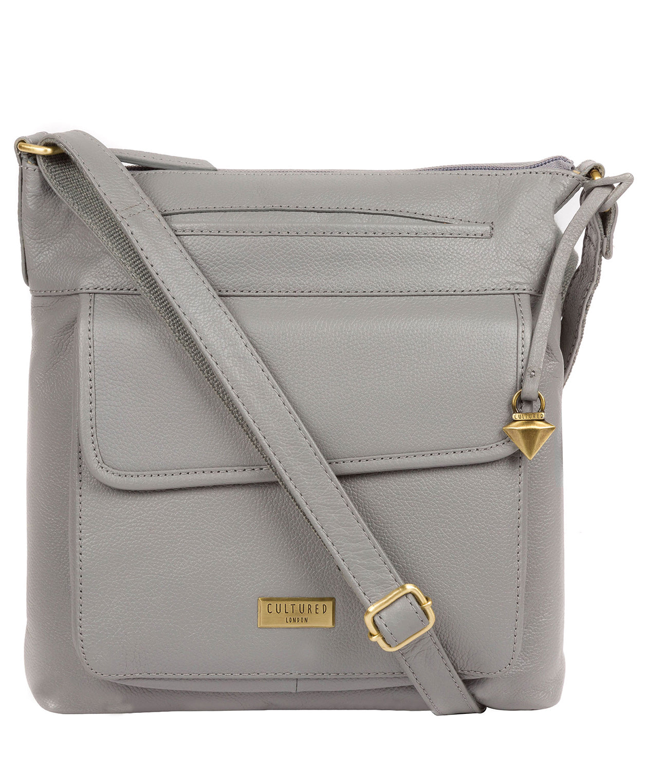 'Elva' Silver Grey Leather Cross Body Bag