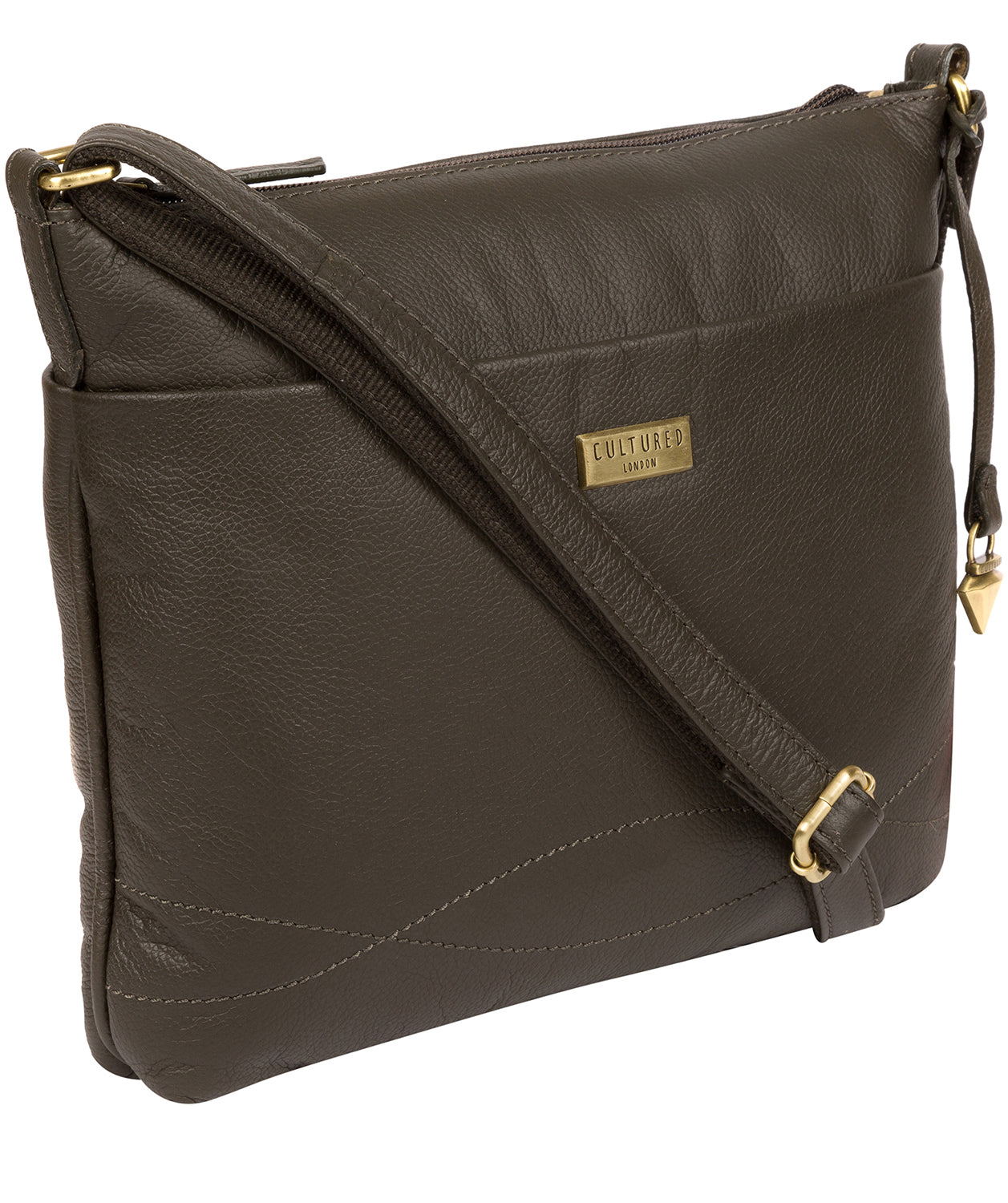 'Gianna' Olive Leather Cross Body Bag image 6