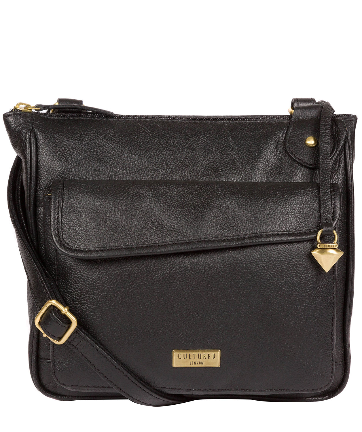 'Aria' Black Leather Cross Body Bag