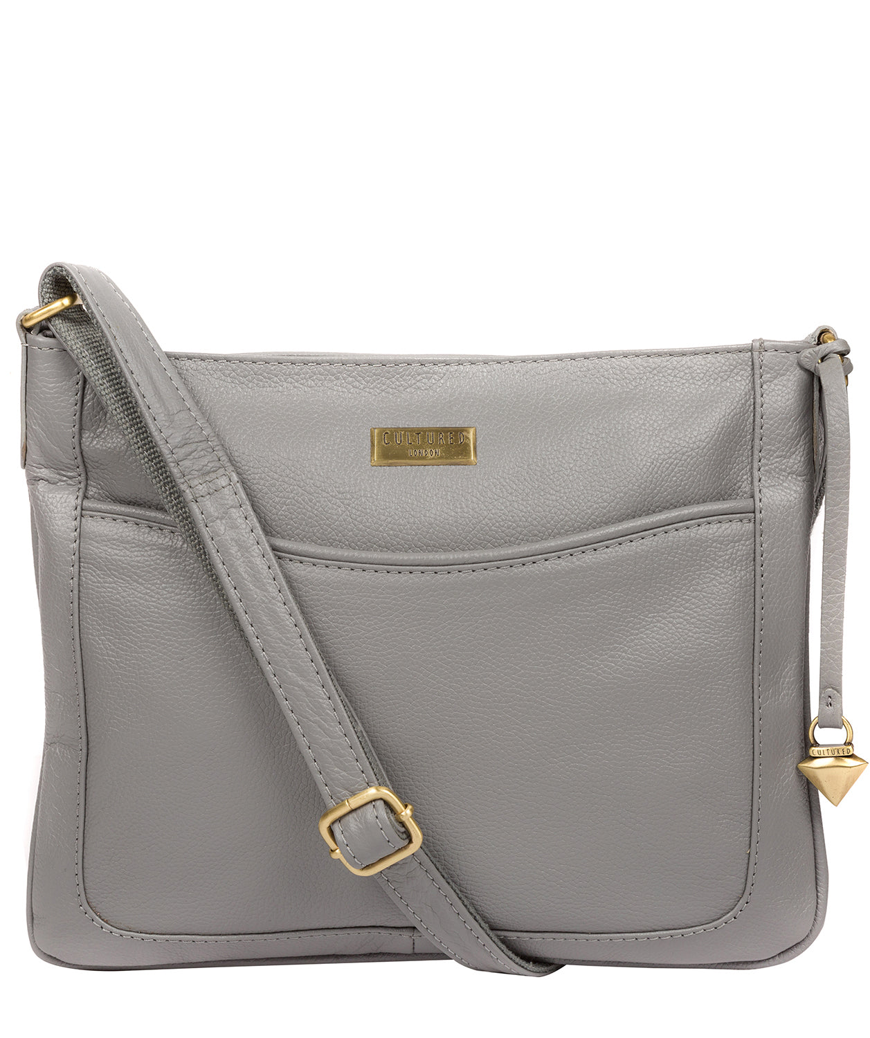 'Mireya' Silver Grey Leather Cross Body Bag  image 1