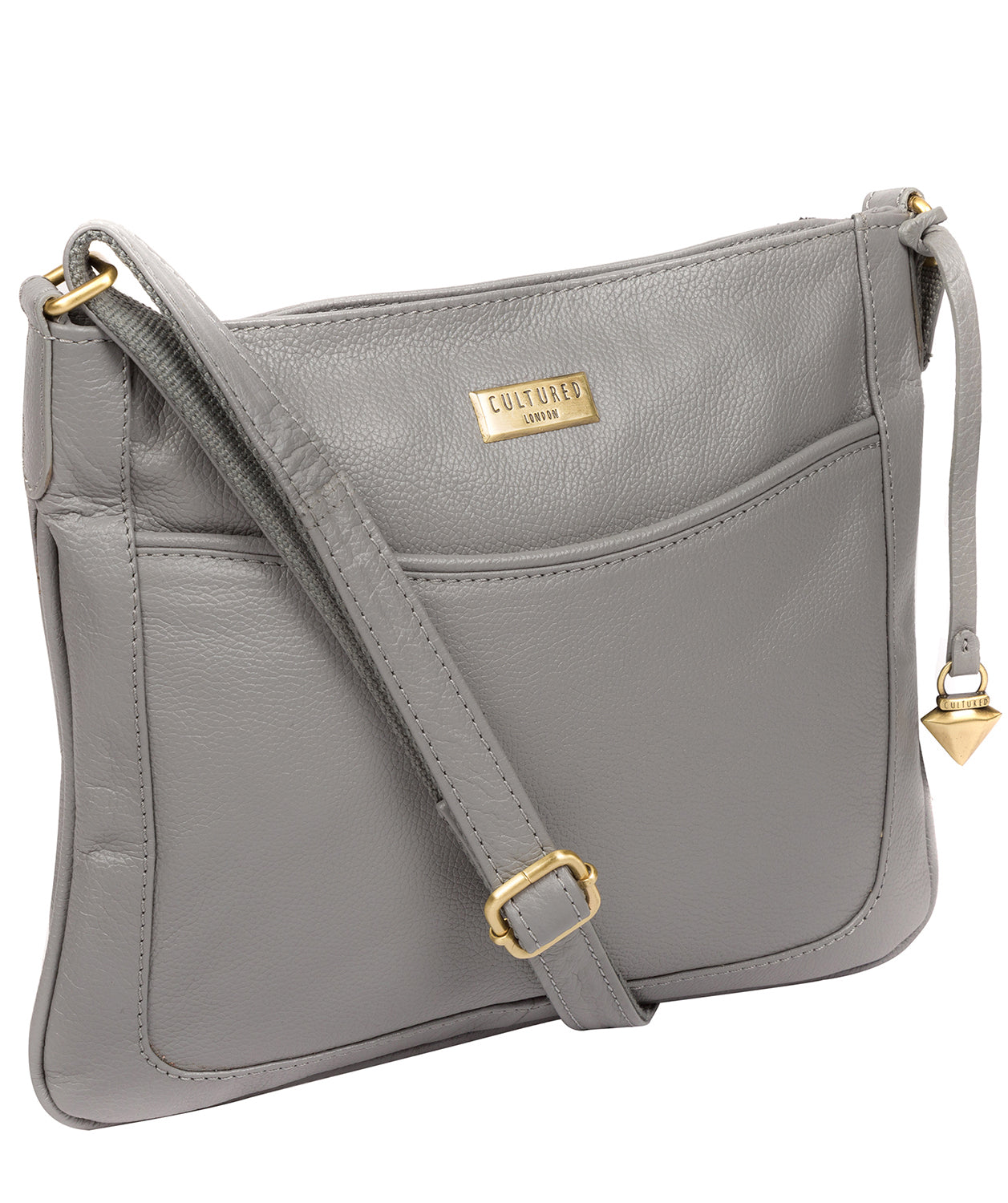 'Mireya' Silver Grey Leather Cross Body Bag  image 5