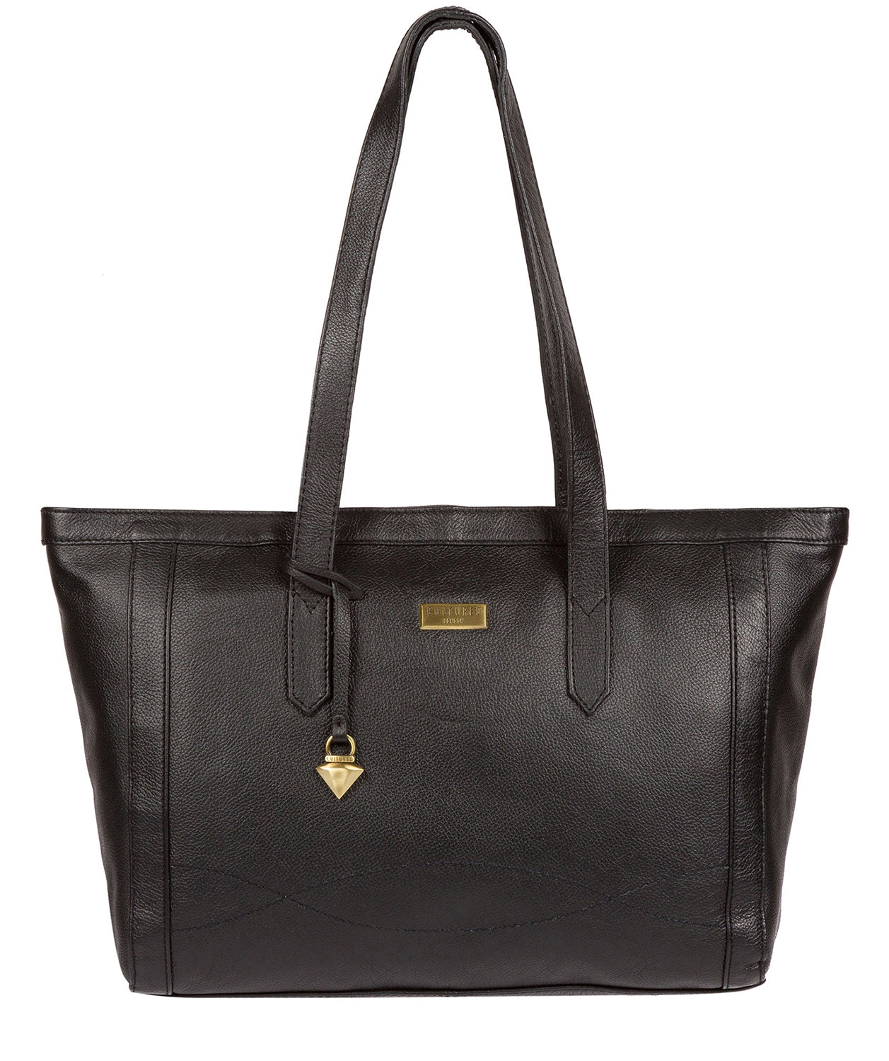 Farah' Black Leather Tote Bag image 1