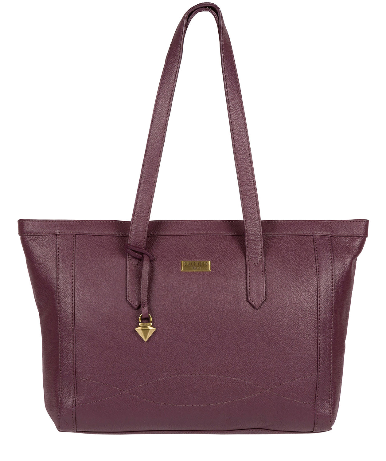 'Farah' Fig Leather Tote Bag Pure Luxuries London