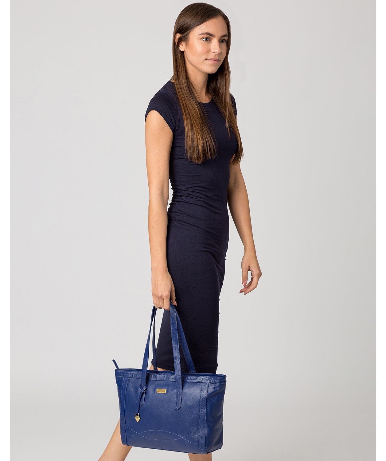 'Farah' Mazarine Blue Leather Tote Bag image 2