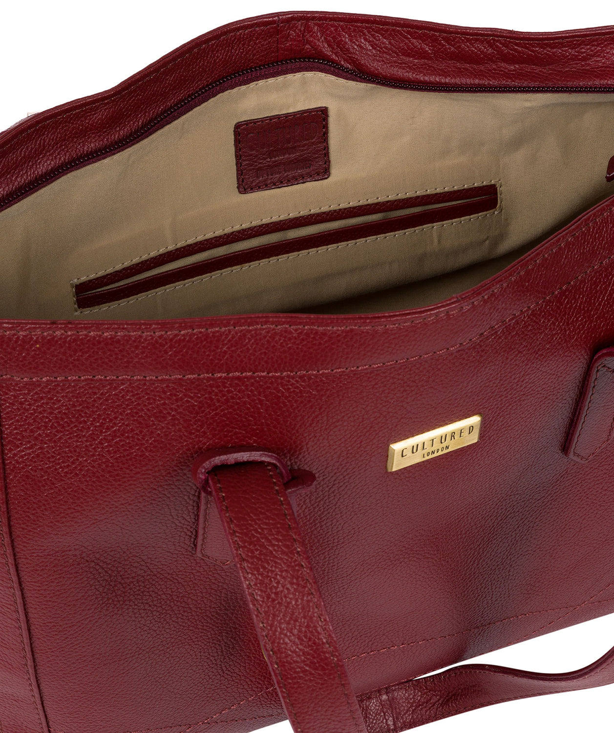 'Farah' Ruby Red Leather Tote Bag image 4