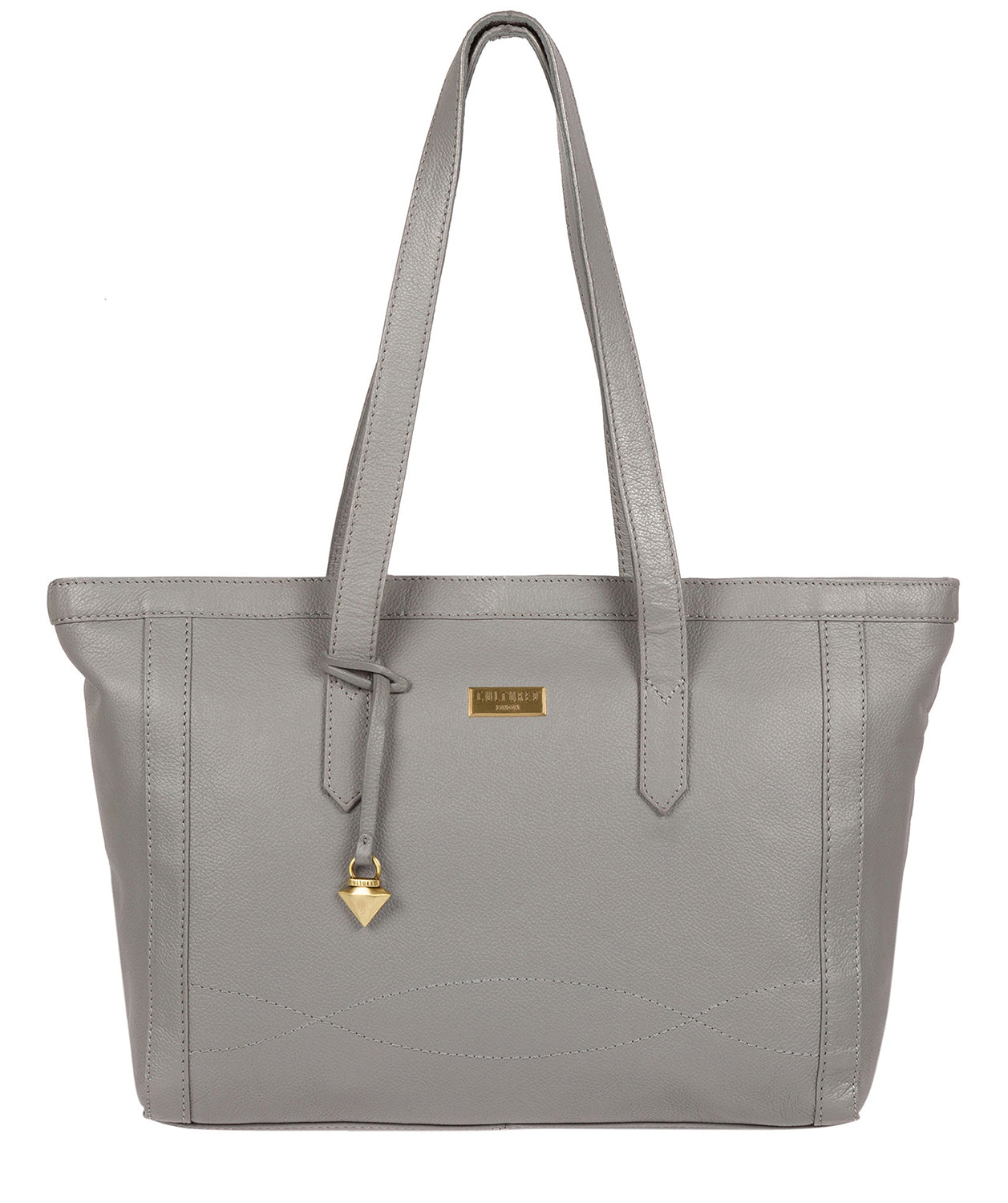 'Farah' Silver Grey Leather Tote Bag image 1