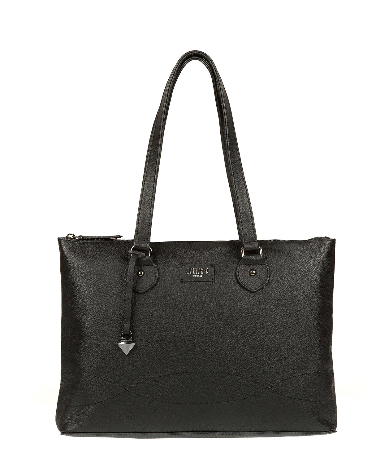 'Ivy' Black Real Leather Tote Bag