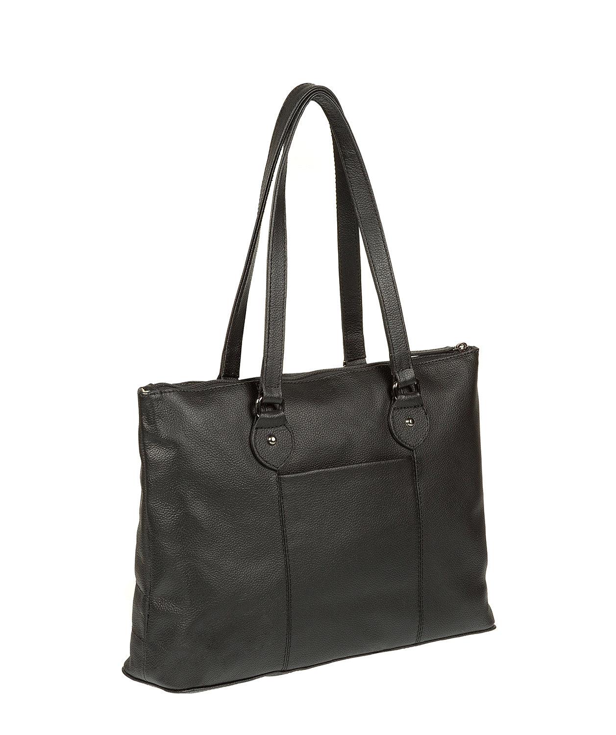 'Ivy' Black Real Leather Tote Bag