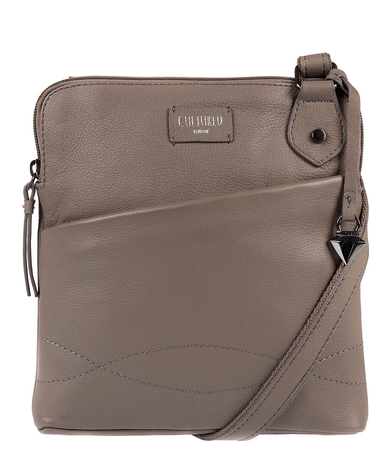 'Jayne' Grey Leather Slim Cross-Body Bag