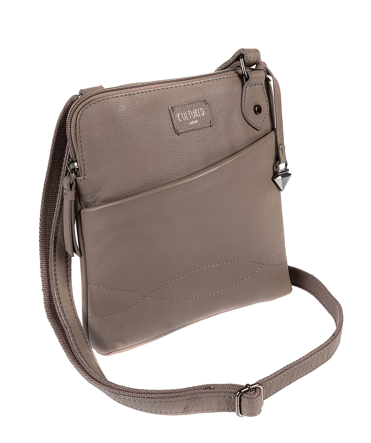 'Jayne' Grey Leather Slim Cross-Body Bag