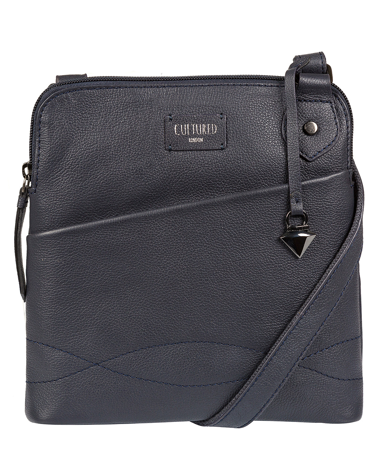 'Jayne' Navy Leather Slim Cross-Body Bag