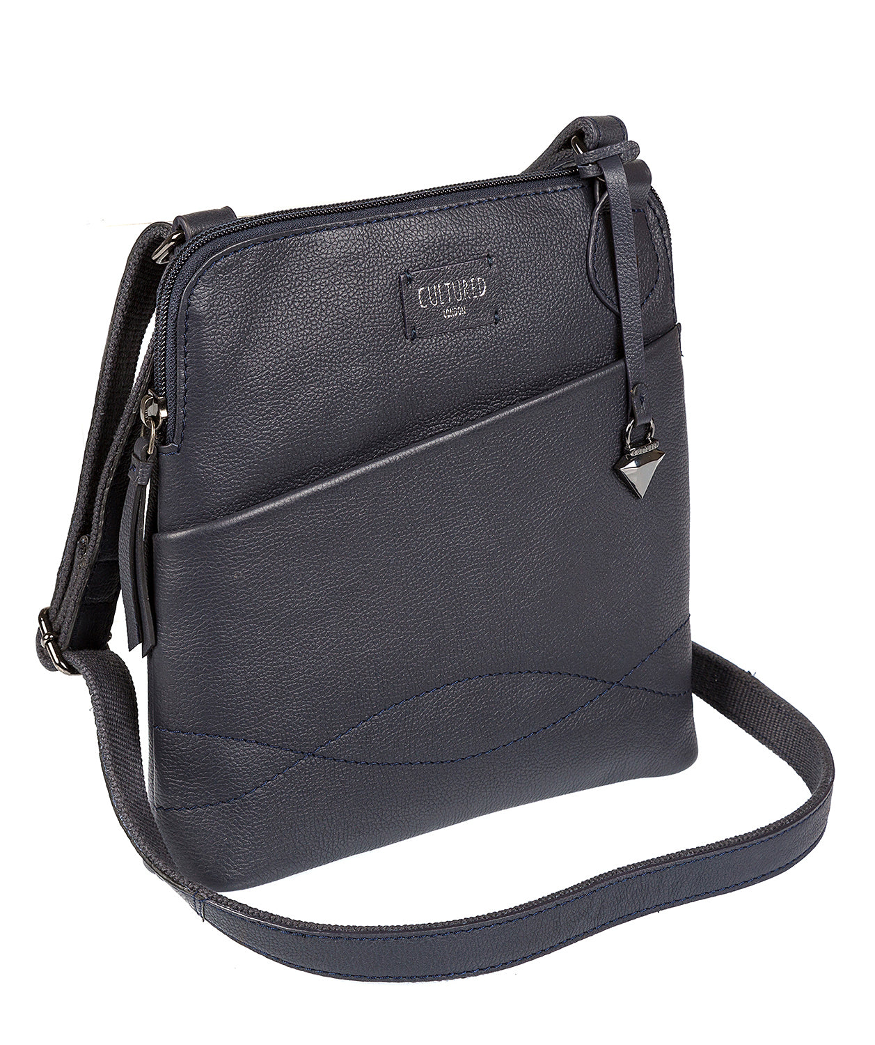 'Jayne' Navy Leather Slim Cross-Body Bag