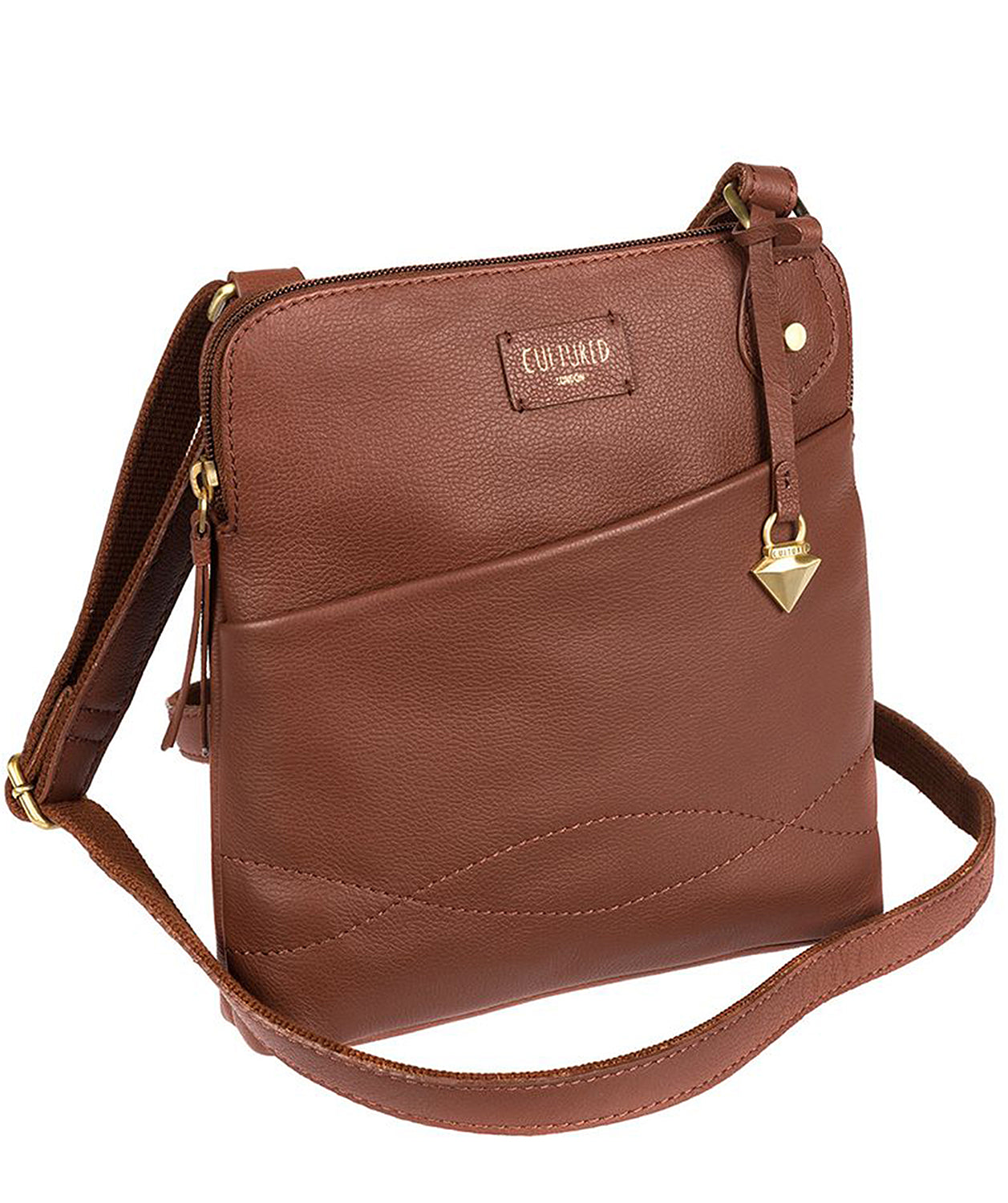 'Jayne' Sienna Brown Leather Slim Cross-Body Bag