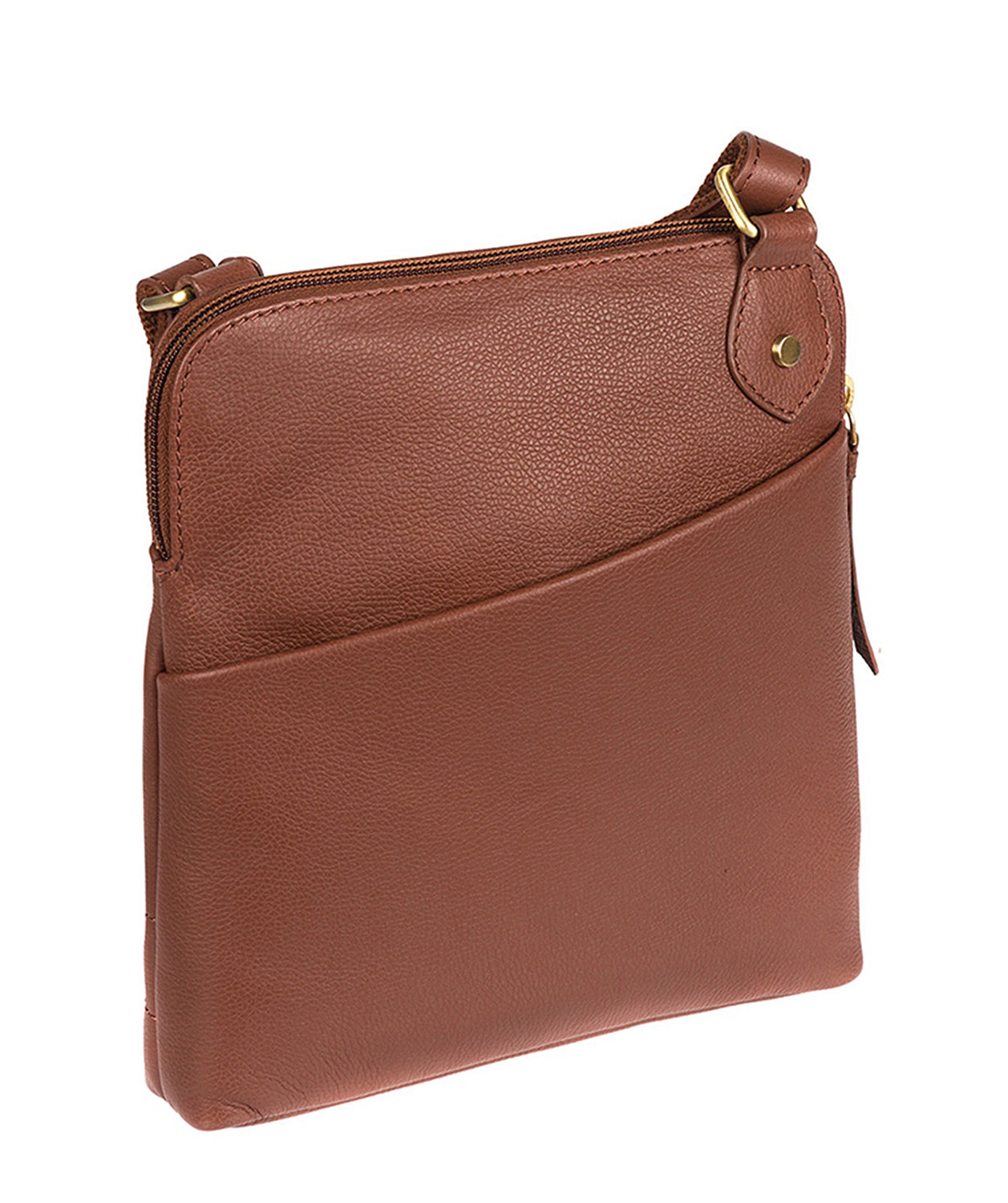 'Jayne' Sienna Brown Leather Slim Cross-Body Bag