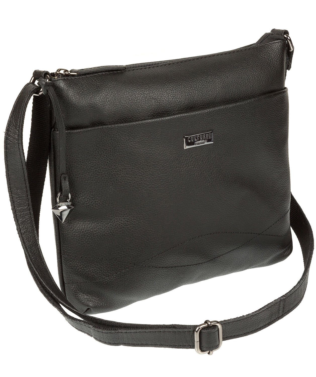 'Gigi' Black Real Leather Cross-Body Bag Pure Luxuries London