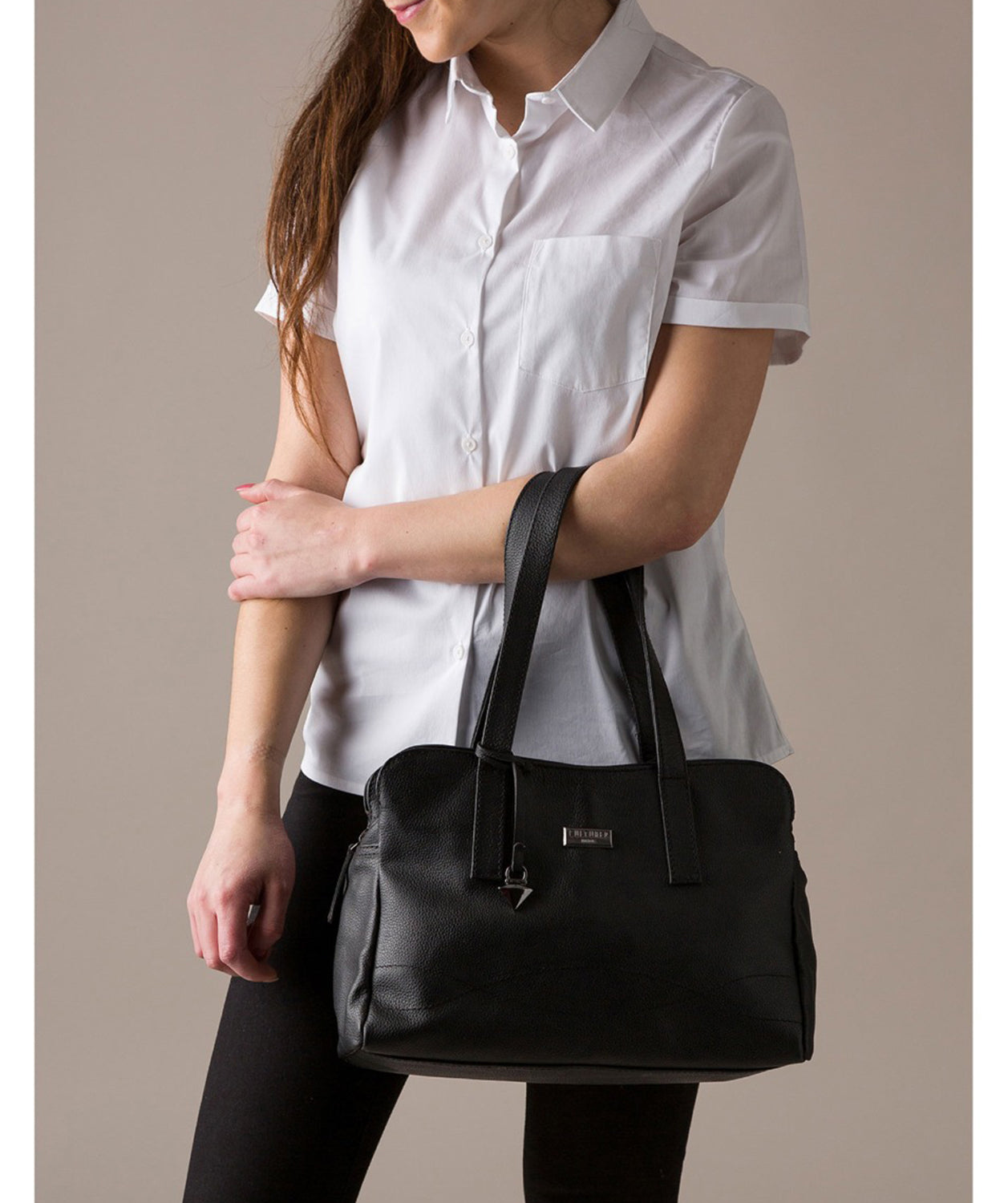 'Lorin' Black Real Leather Handbag