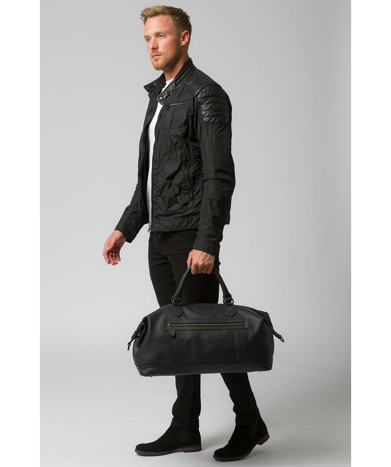 'Toure' Black Leather Holdall Pure Luxuries London