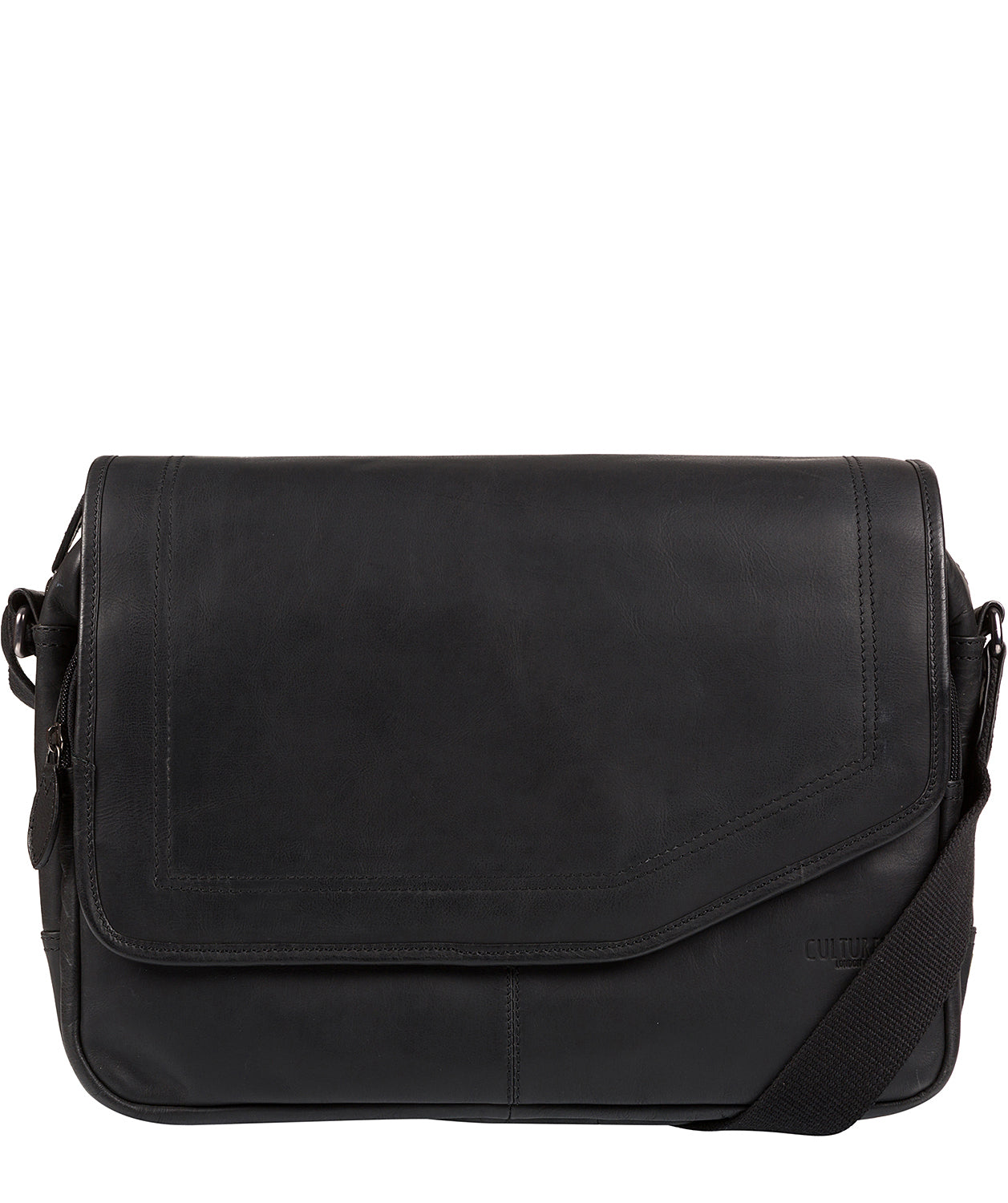 'Reaction' Black Natural Leather Messenger Bag