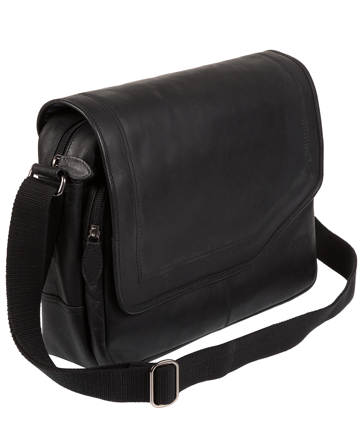 'Reaction' Black Natural Leather Messenger Bag