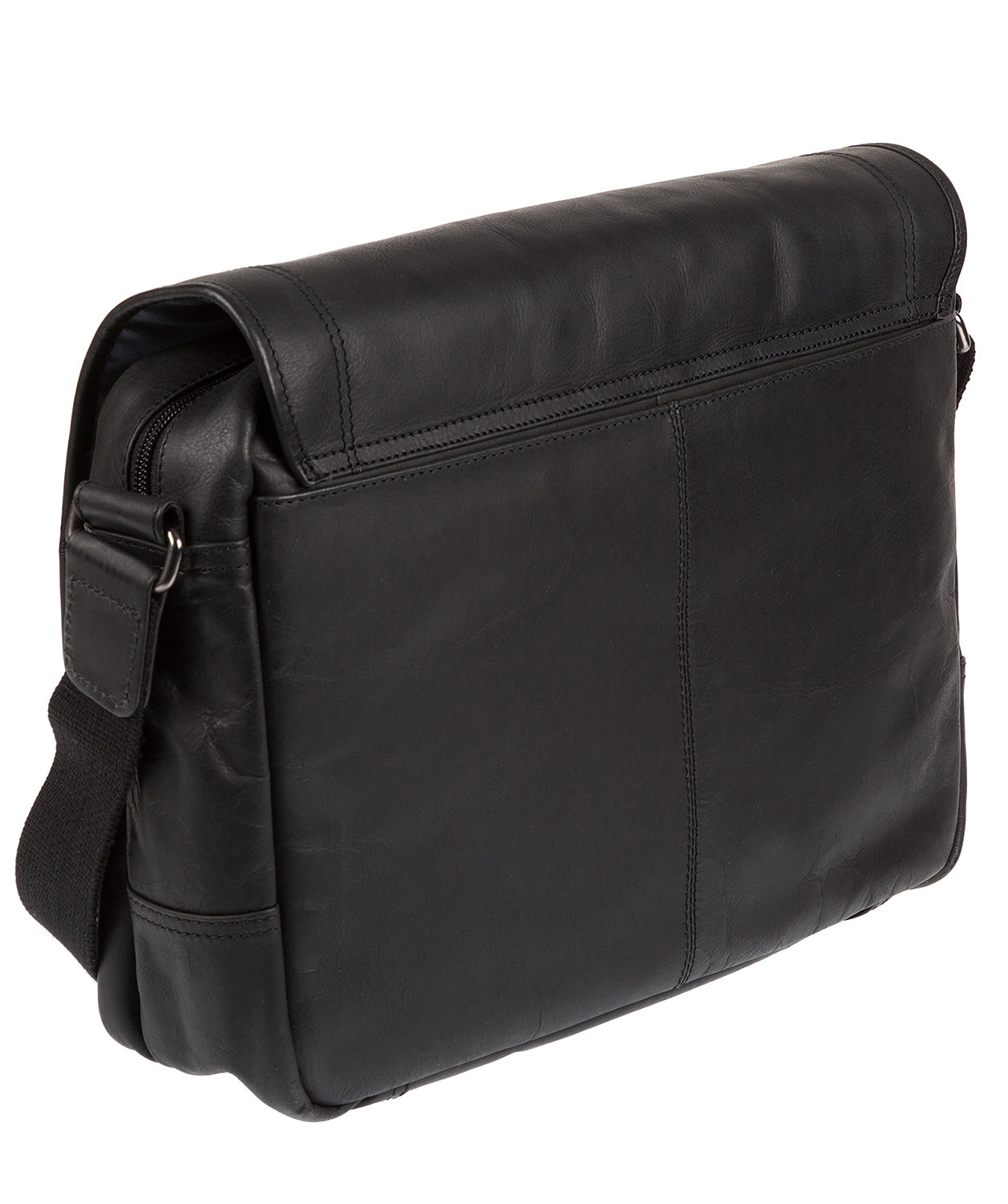 'Reaction' Black Natural Leather Messenger Bag