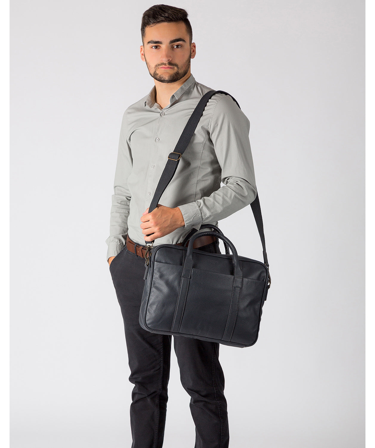 'Assignment' Navy Leather Workbag Pure Luxuries London