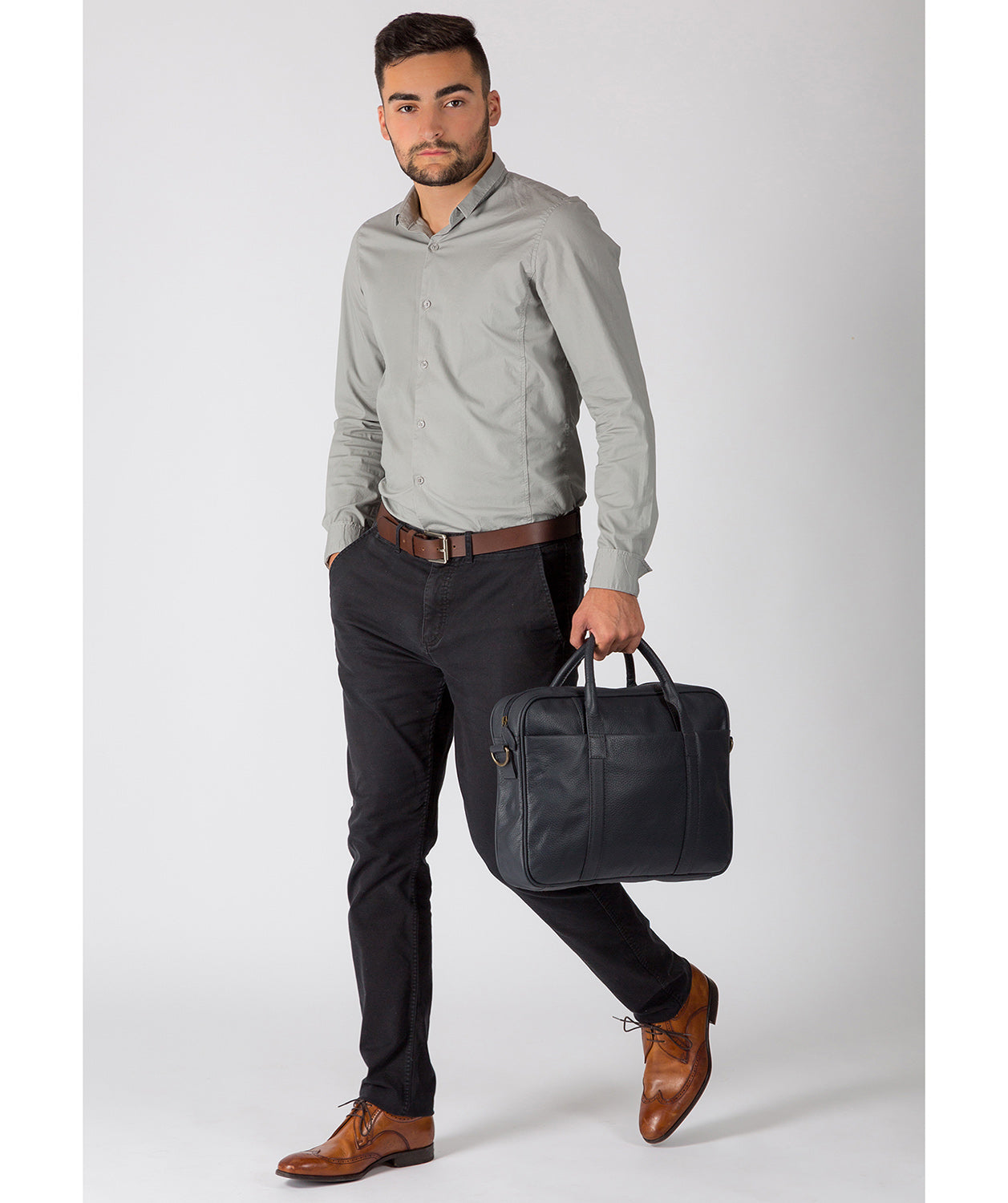 'Assignment' Navy Leather Workbag Pure Luxuries London