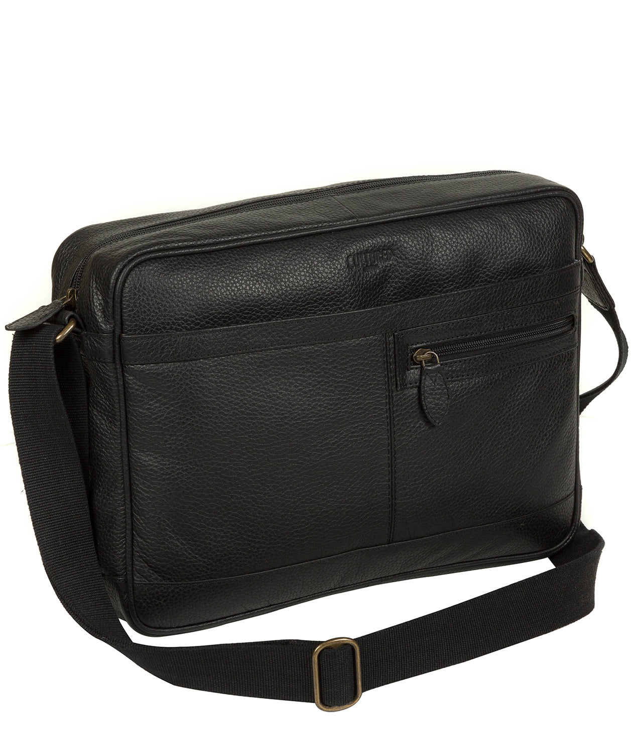 'Trek' Black Leather Messenger Bag image 3