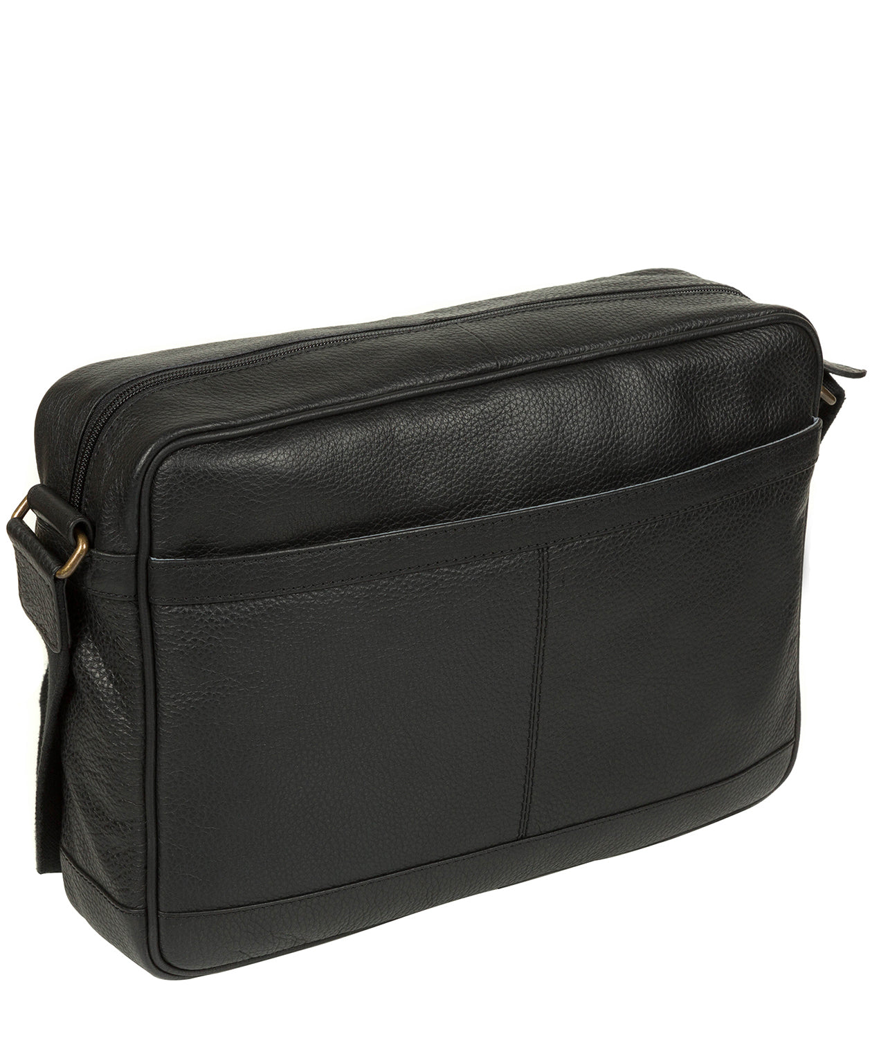 'Trek' Black Leather Messenger Bag Pure Luxuries London