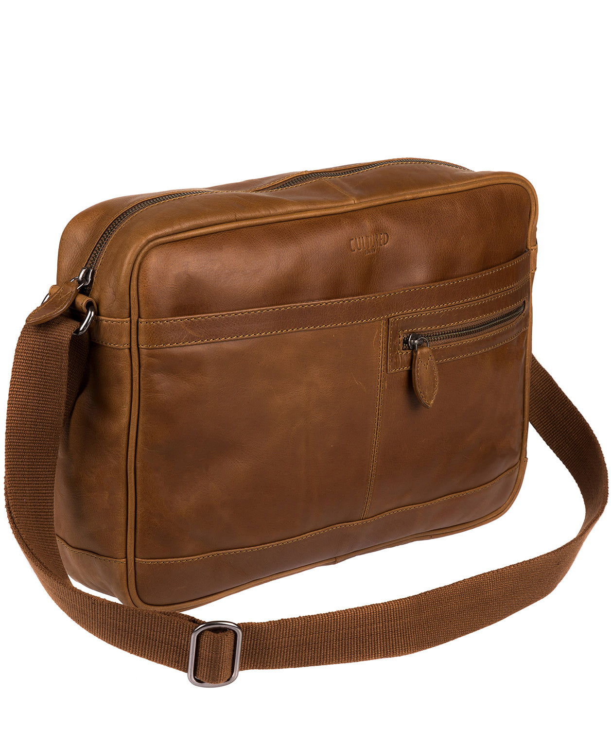 'Trek' Chestnut Leather Messenger Bag Pure Luxuries London