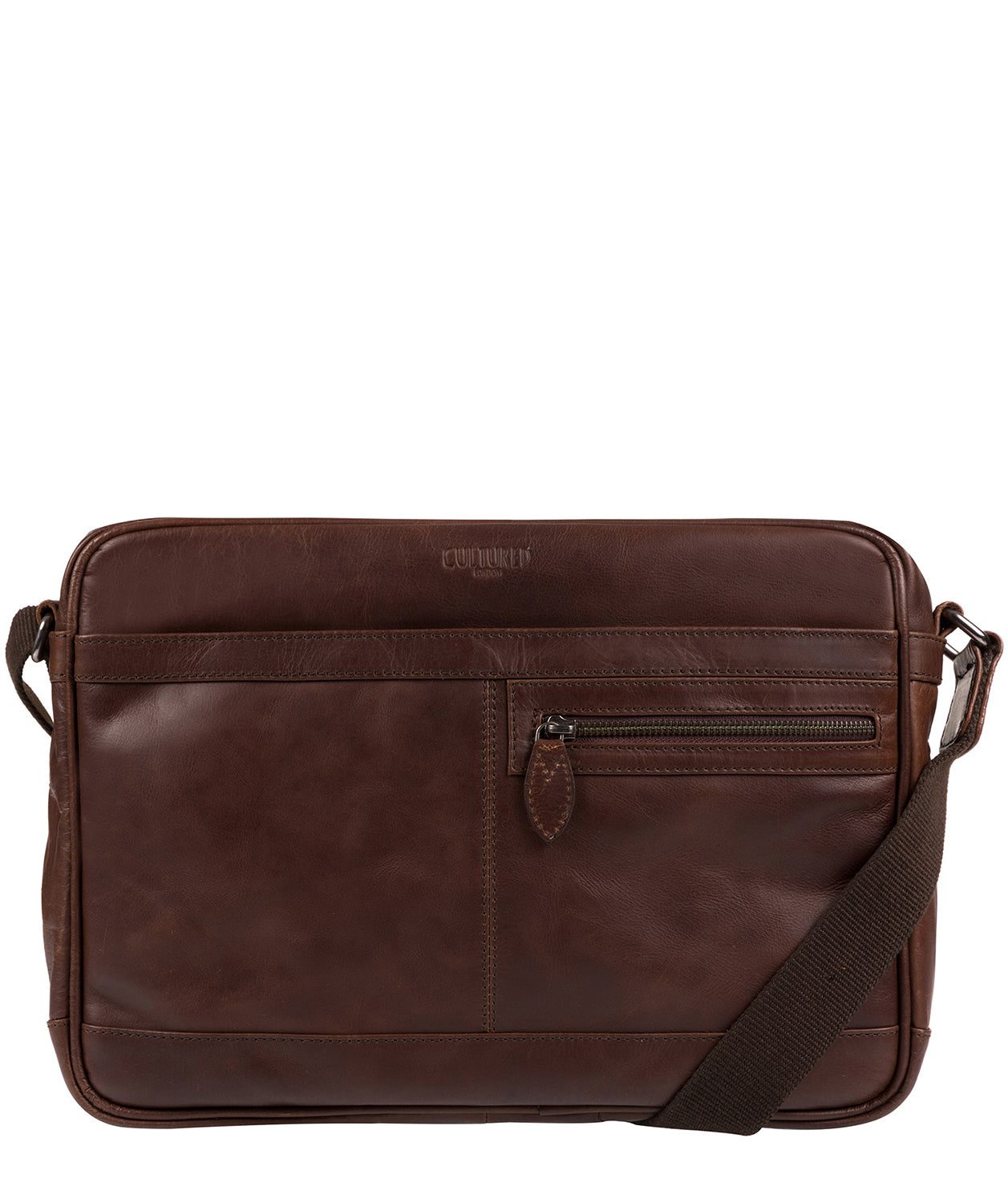 'Trek' Dark Brown Leather Messenger Bag
 image 1