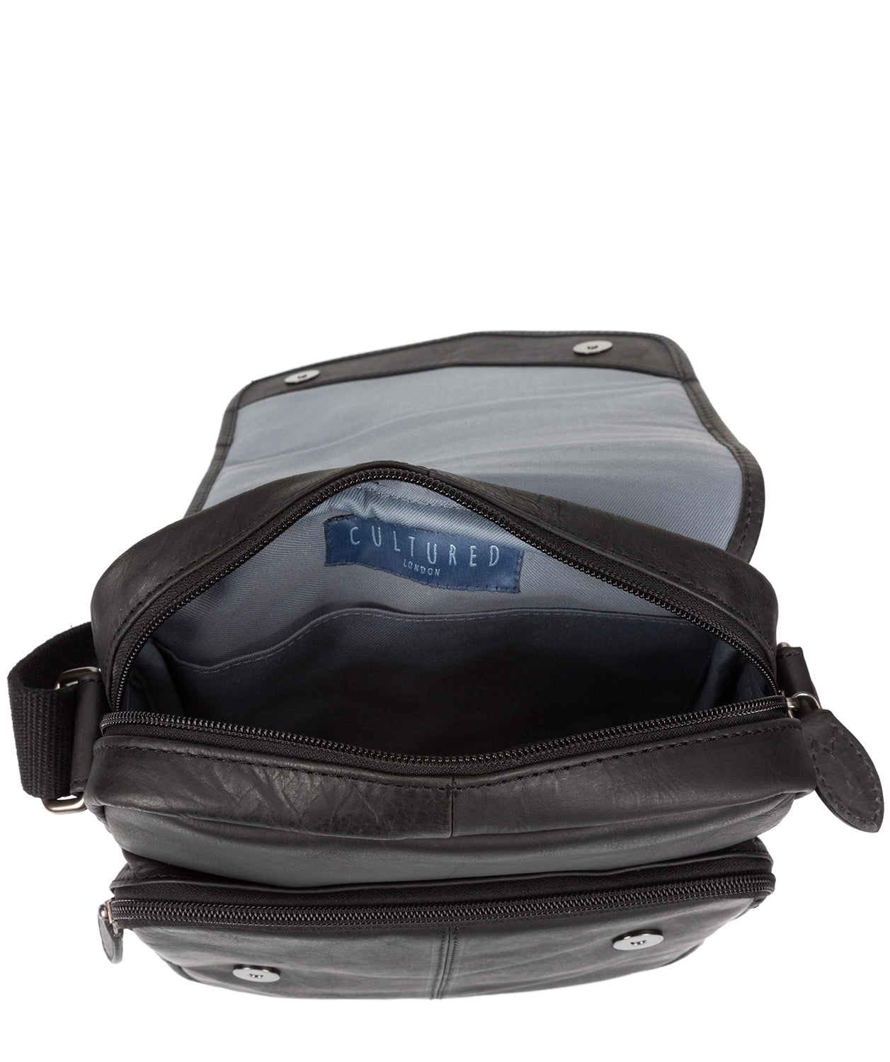 'Trip' Black Small Leather Despatch Bag Pure Luxuries London