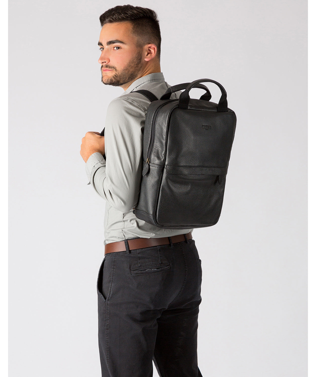 'Revolution' Black Leather Backpack image 2