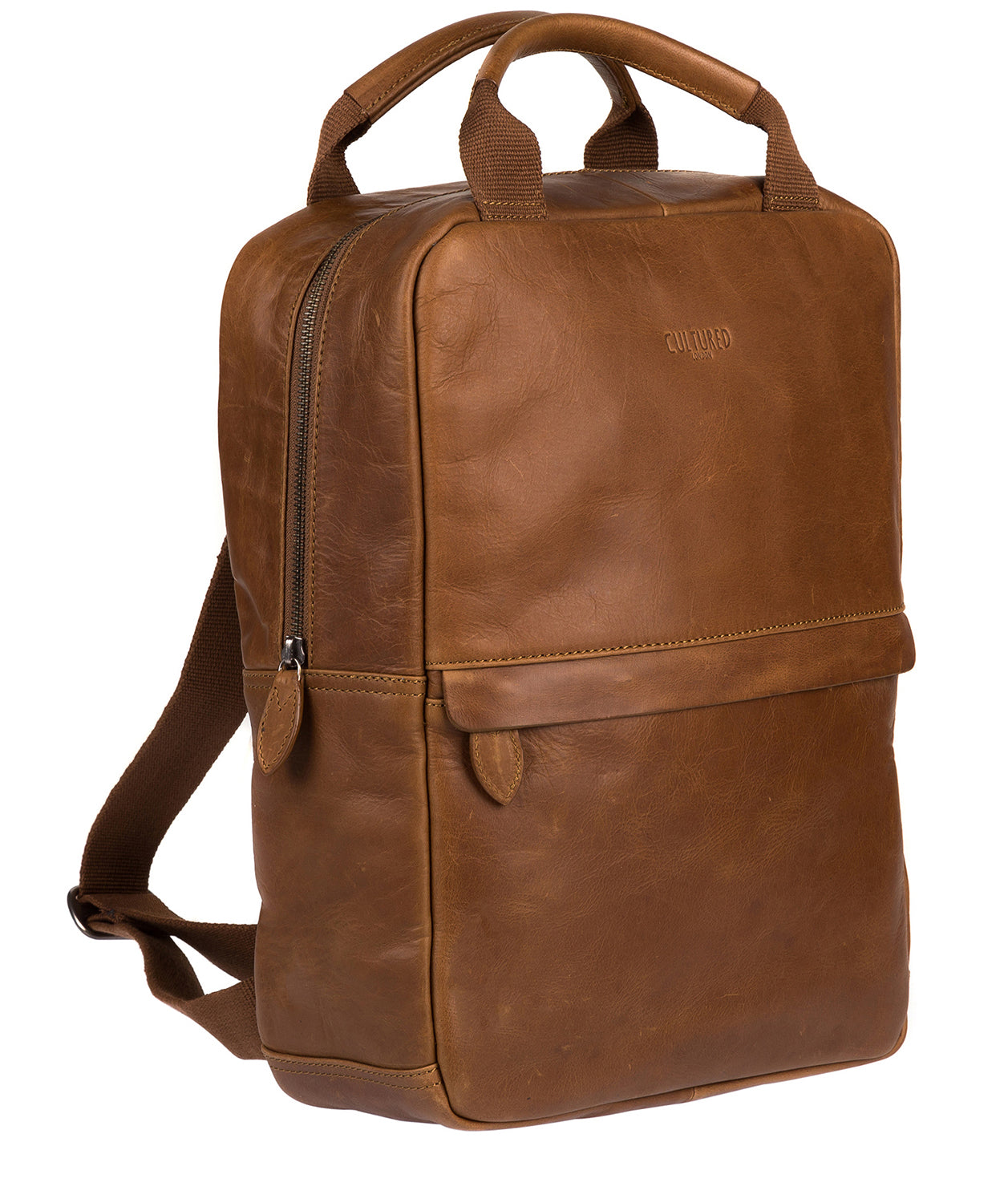 'Revolution' Chestnut Leather Backpack Pure Luxuries London