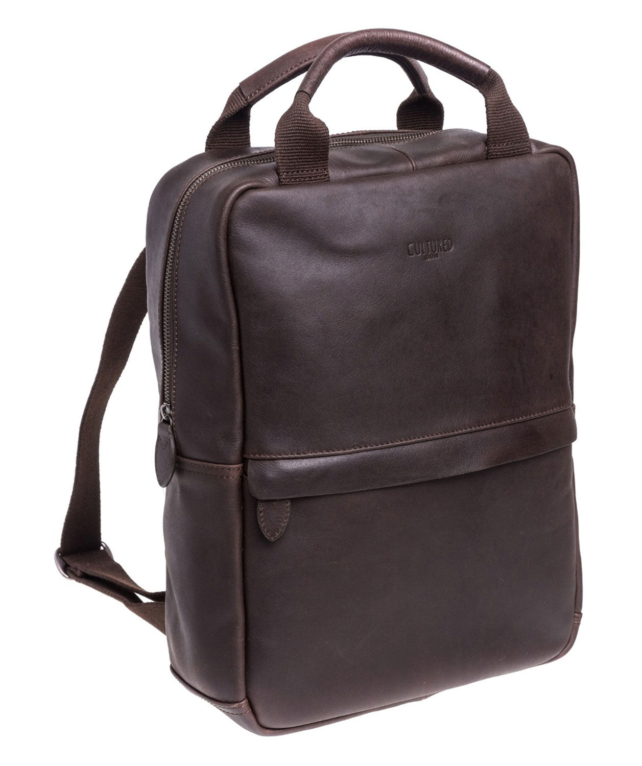 'Revolution' Dark Brown Leather Backpack