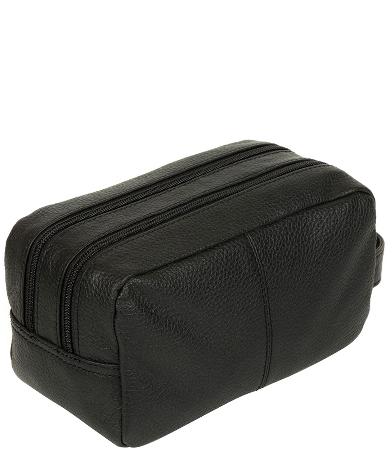 'Creek' Black Leather Wash Bag