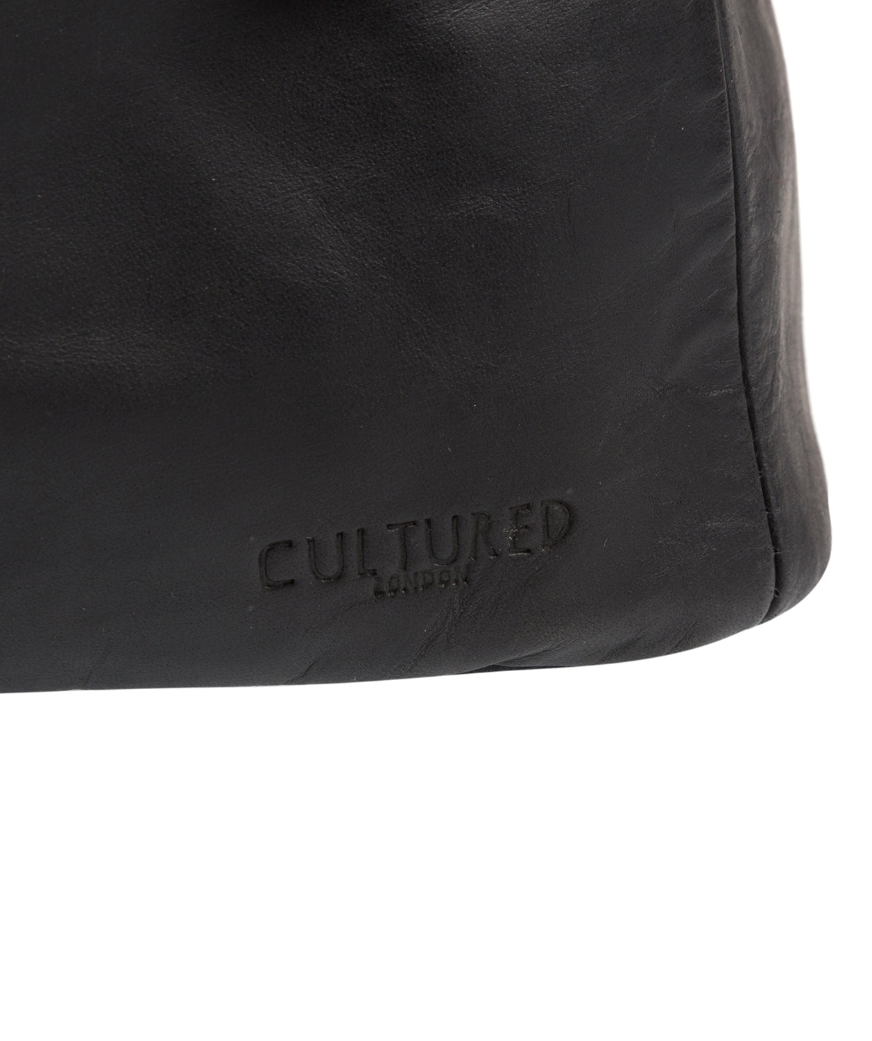 'Flip' Black Natural Leather Wash Bag