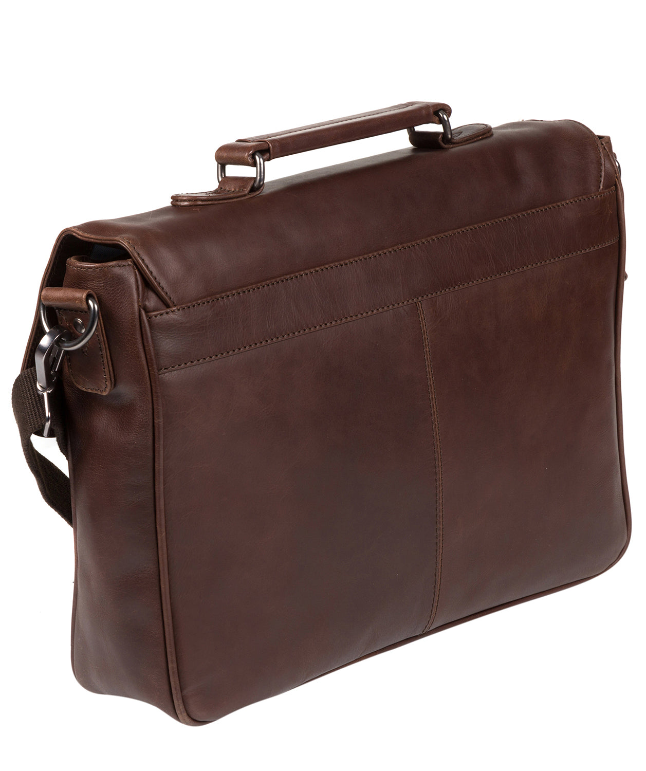 'Task' Dark Brown Leather 14-Inch Laptop Briefcase Pure Luxuries London