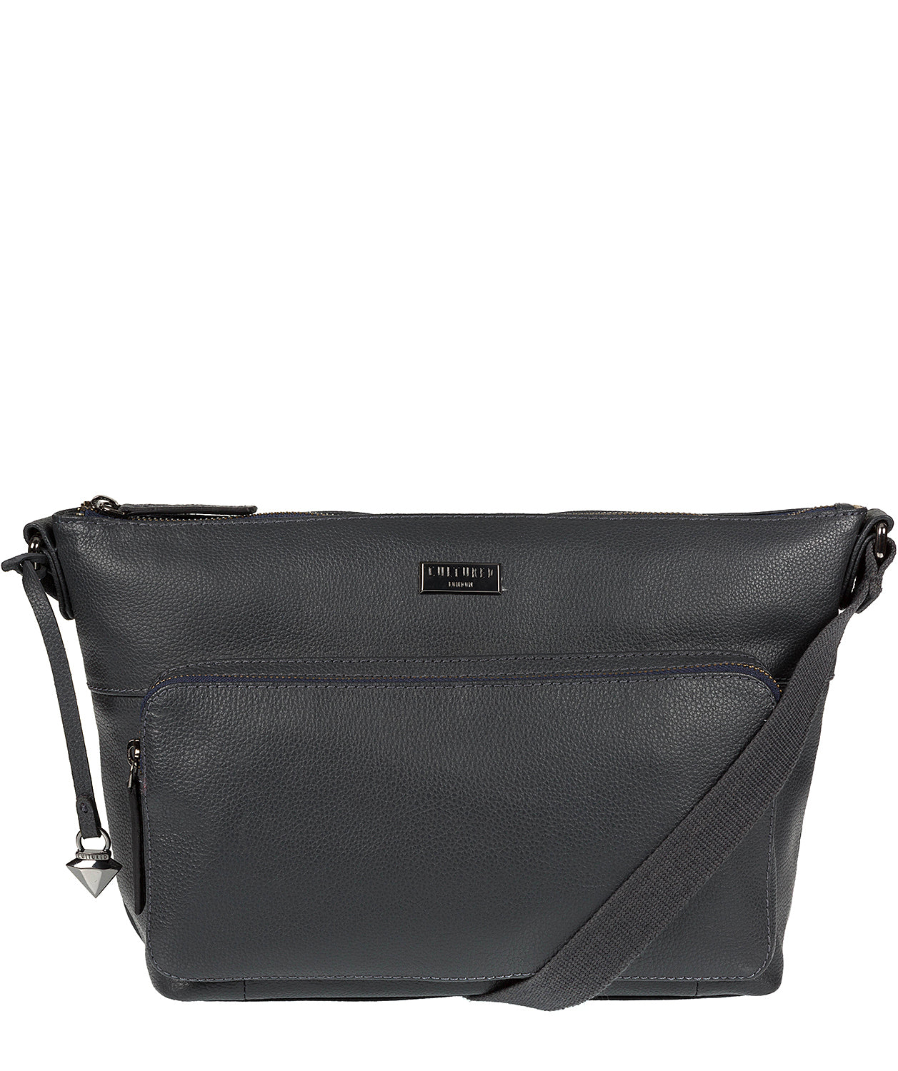 'Serrata' Navy Leather Cross-Body Bag