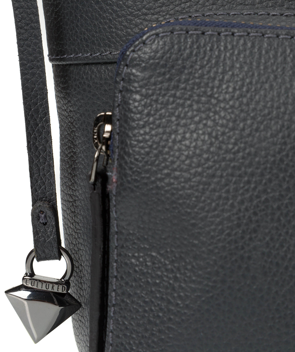 'Serrata' Navy Leather Cross-Body Bag