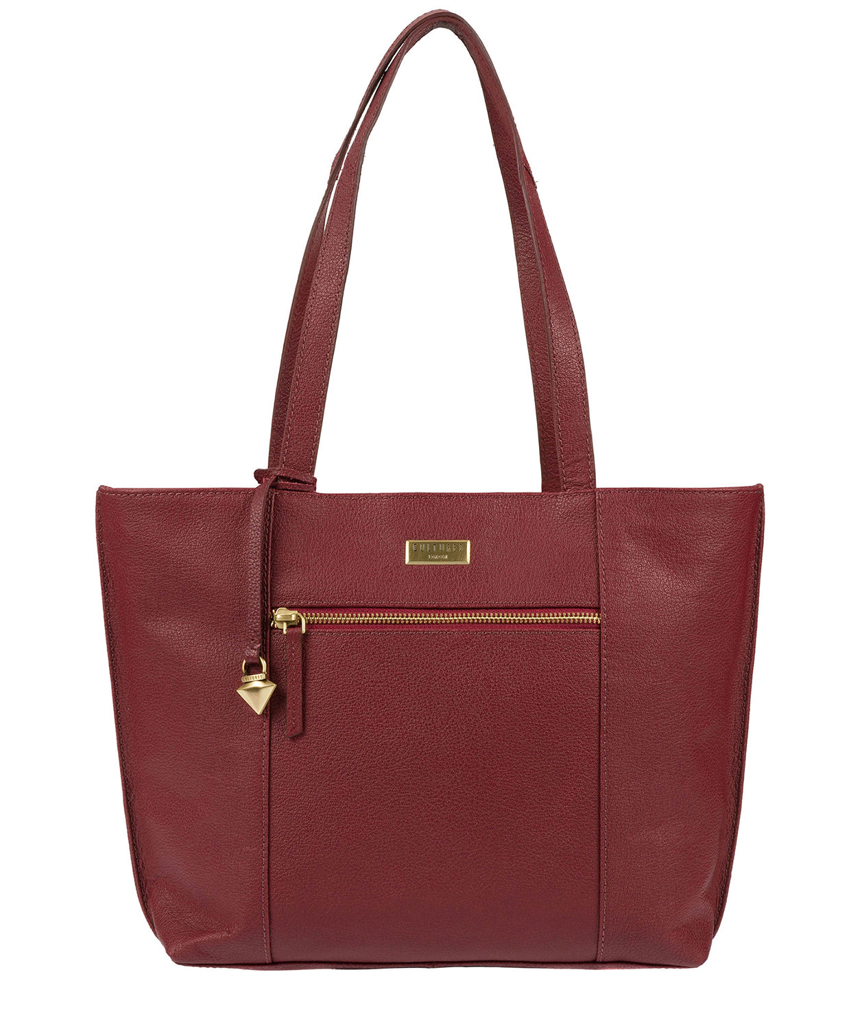 'Bella' Ruby Red Leather Tote Bag Pure Luxuries London