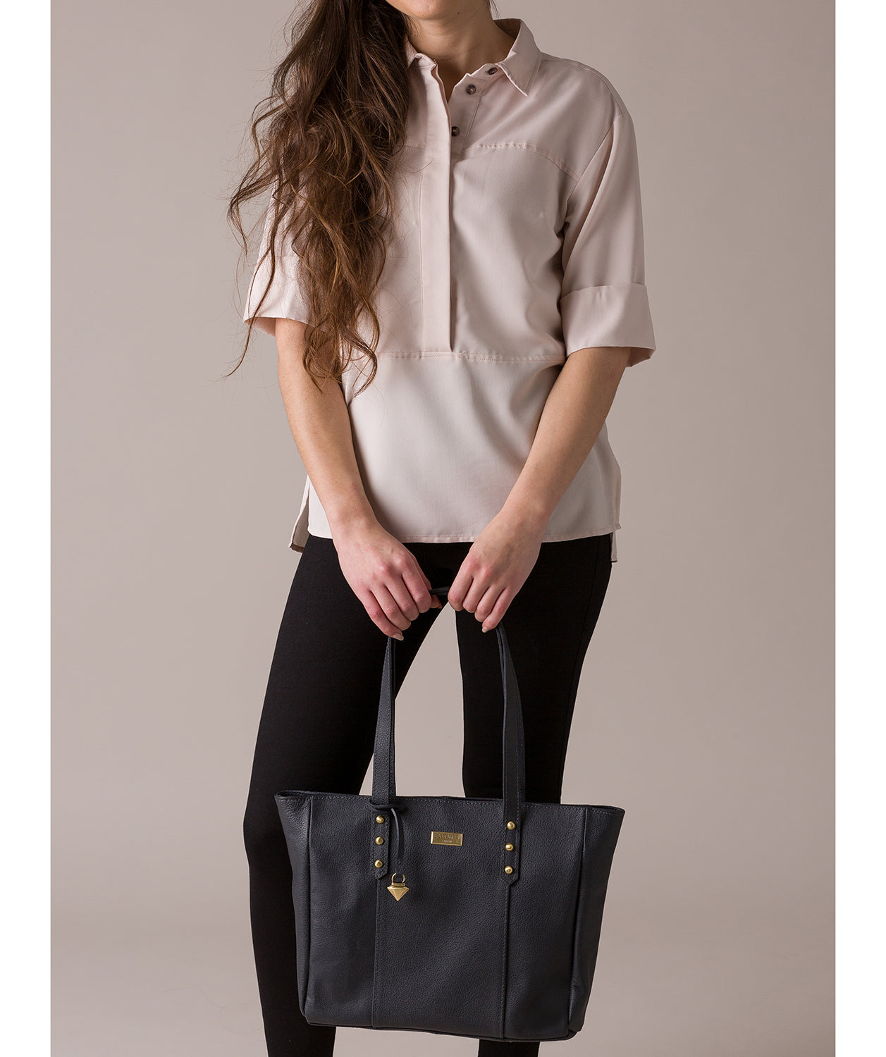 'Tessa' Navy Leather Tote Bag