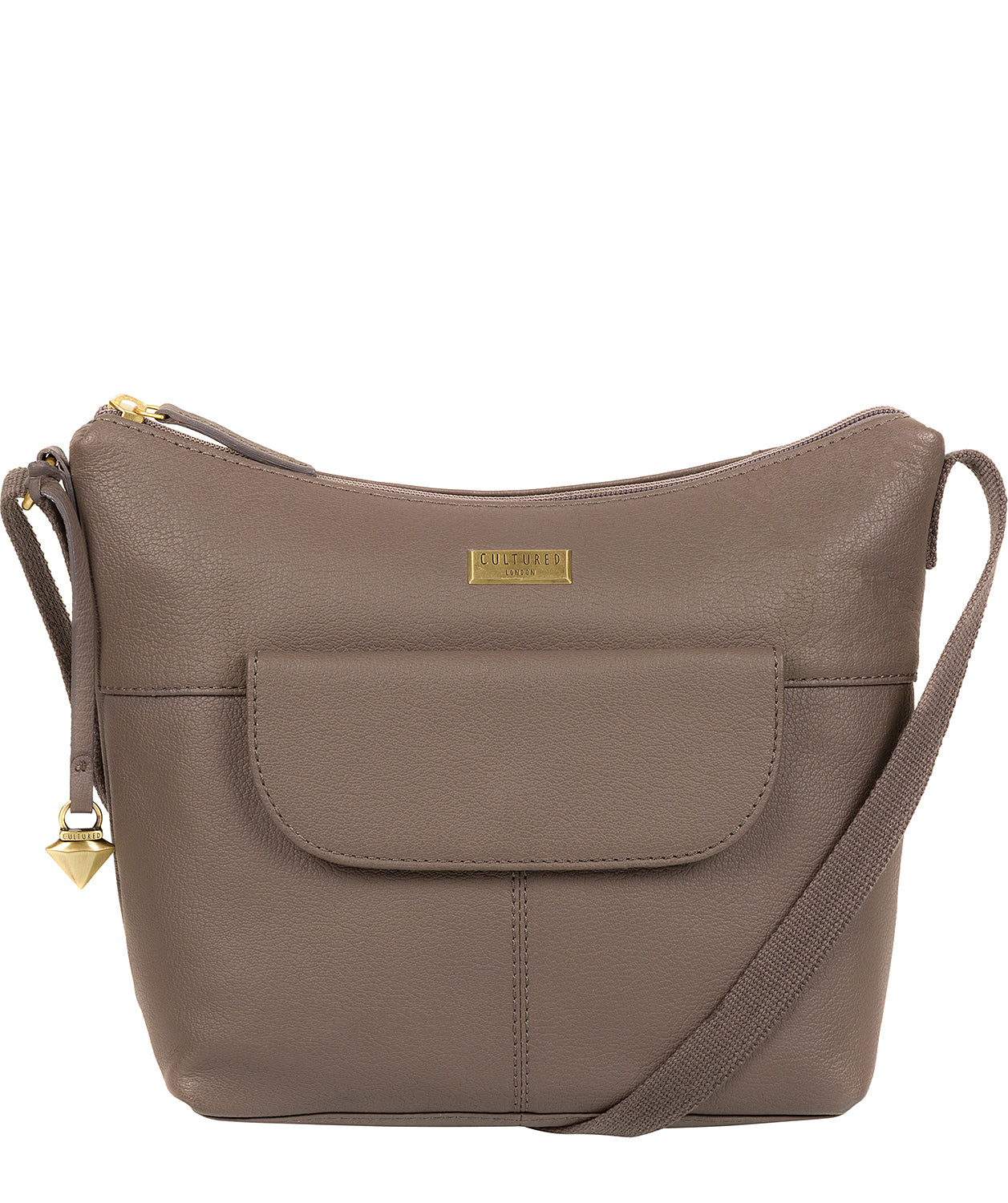 'Emma' Grey Leather Shoulder Bag