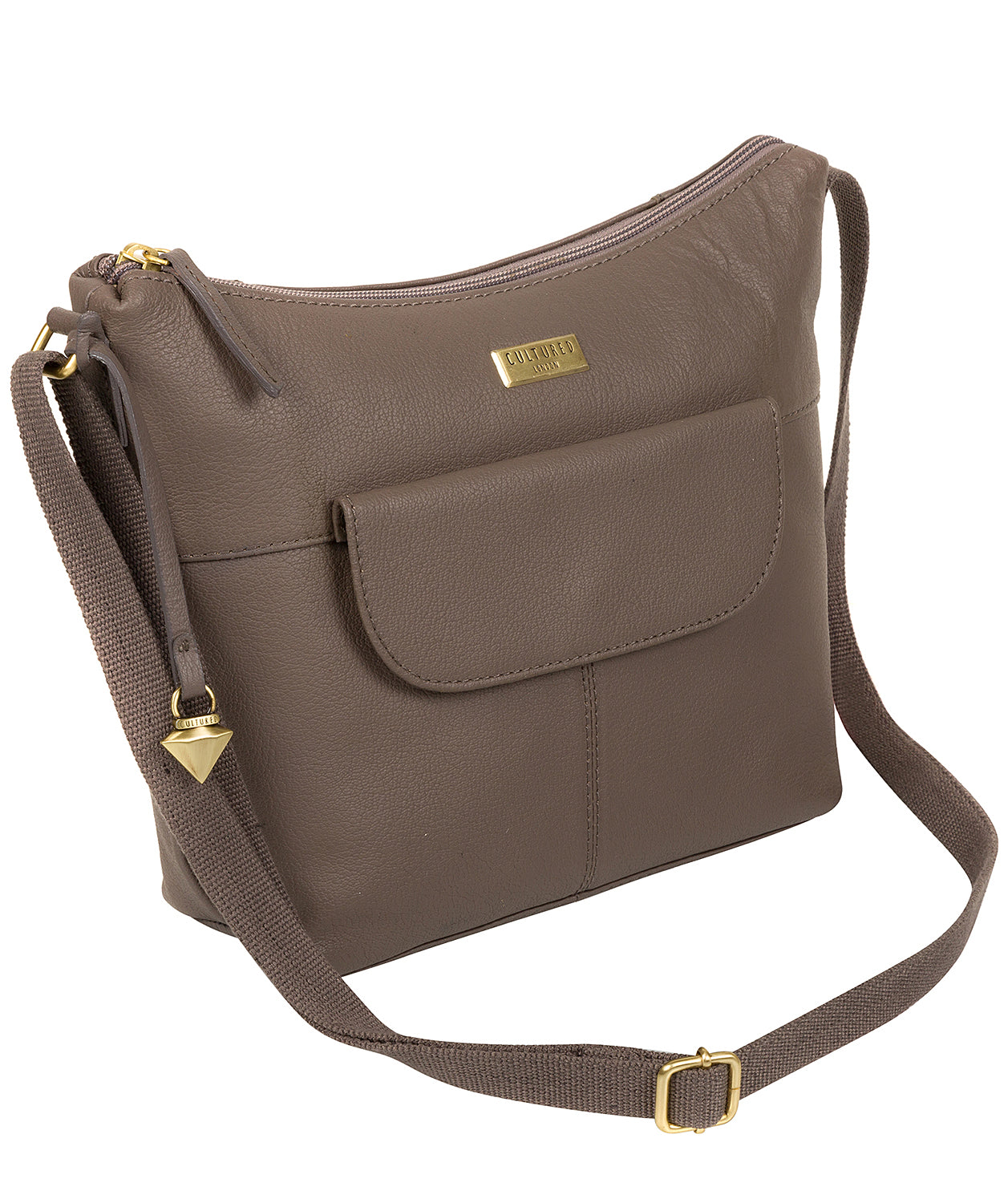 'Emma' Grey Leather Shoulder Bag